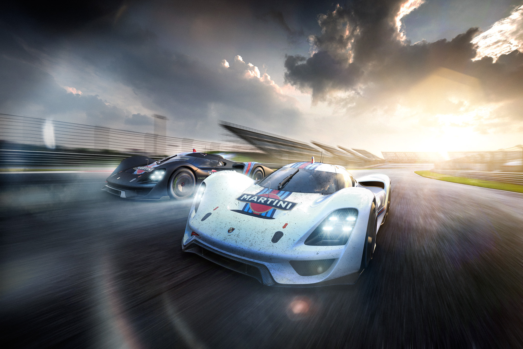 Porsche Vision GT race cars on track HD Wallpaper