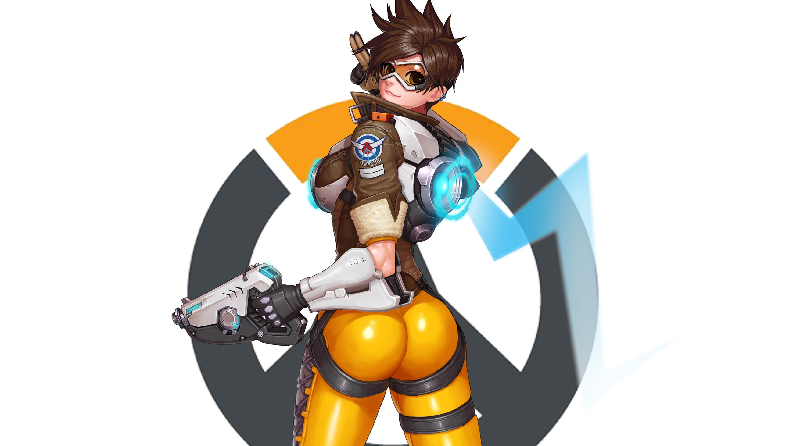 Tracer from Overwatch with her guns HD Wallpaper