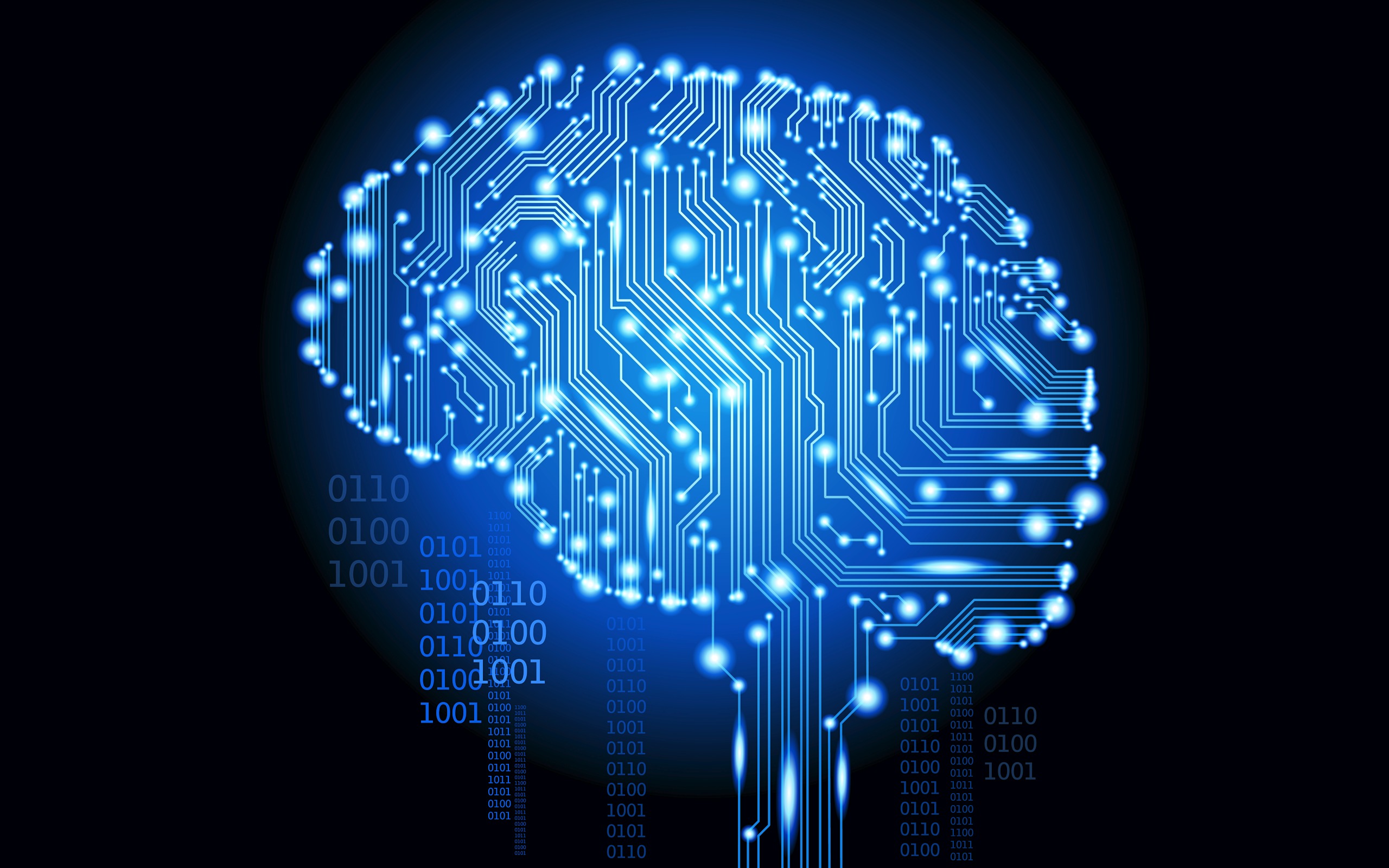 Digital Brain with Binary Code HD Wallpaper