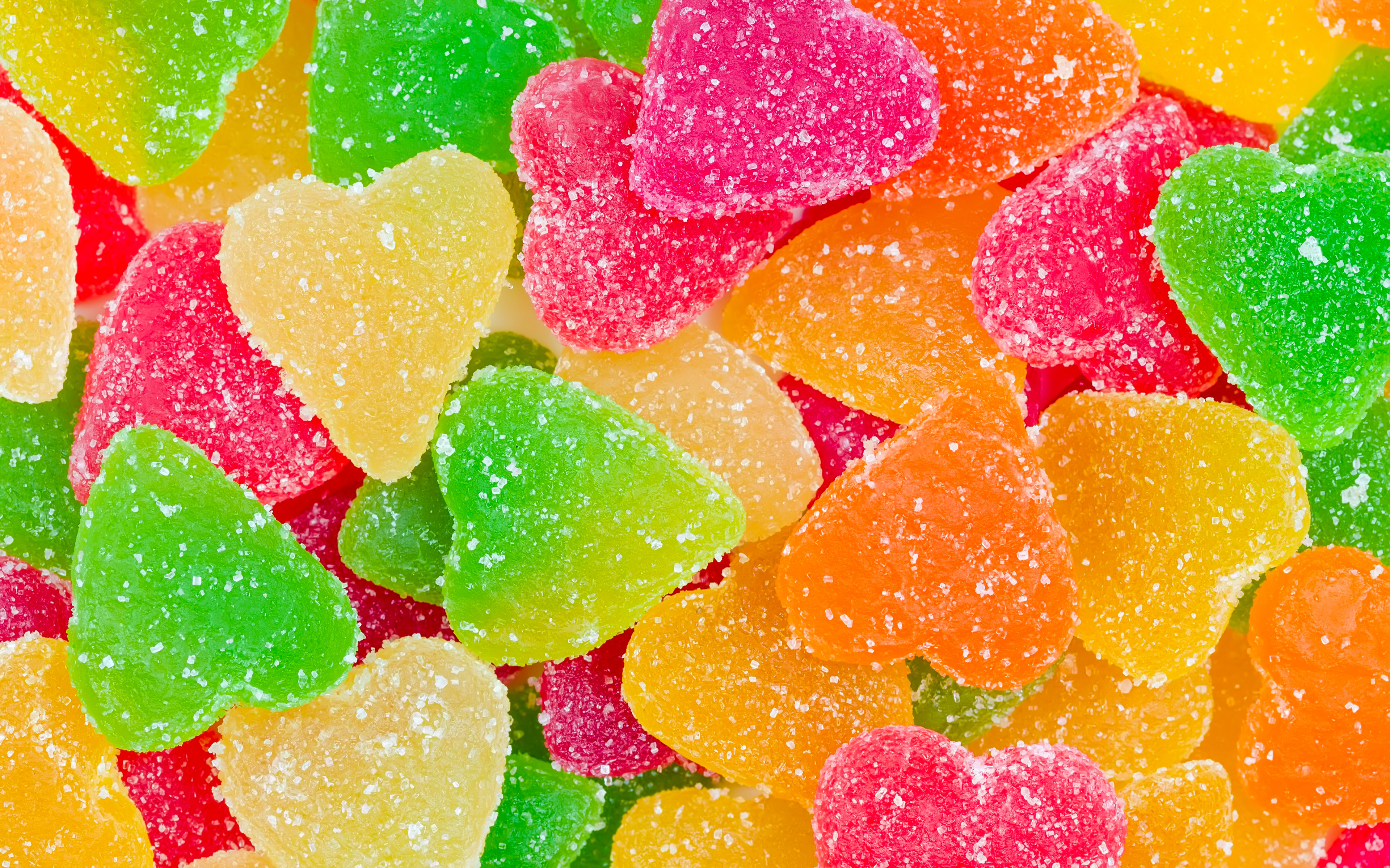 Colorful heart-shaped candies with sugar coating HD Wallpaper