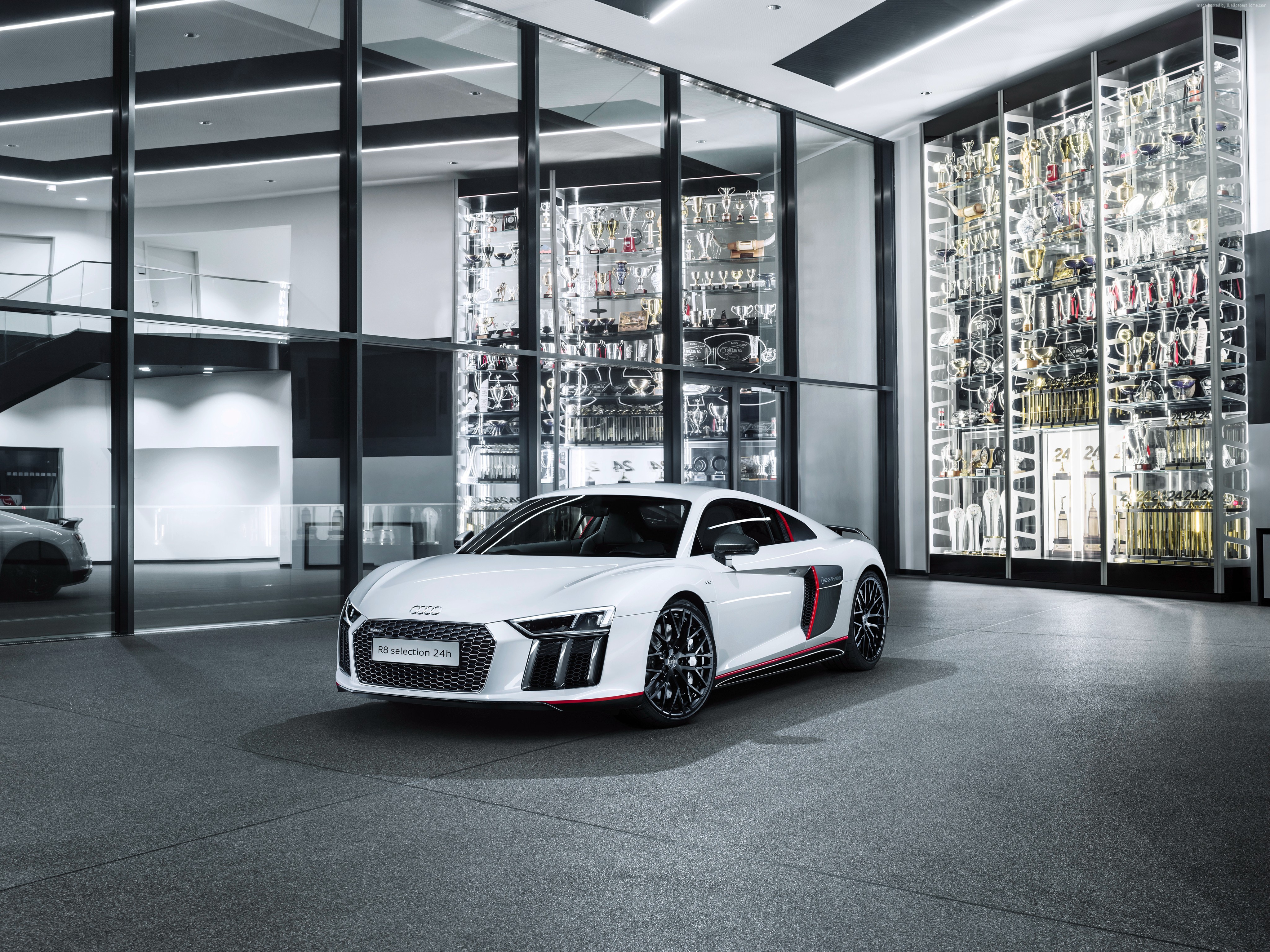White 2017 Audi R8 V10 Plus Selection 24h HD Wallpaper