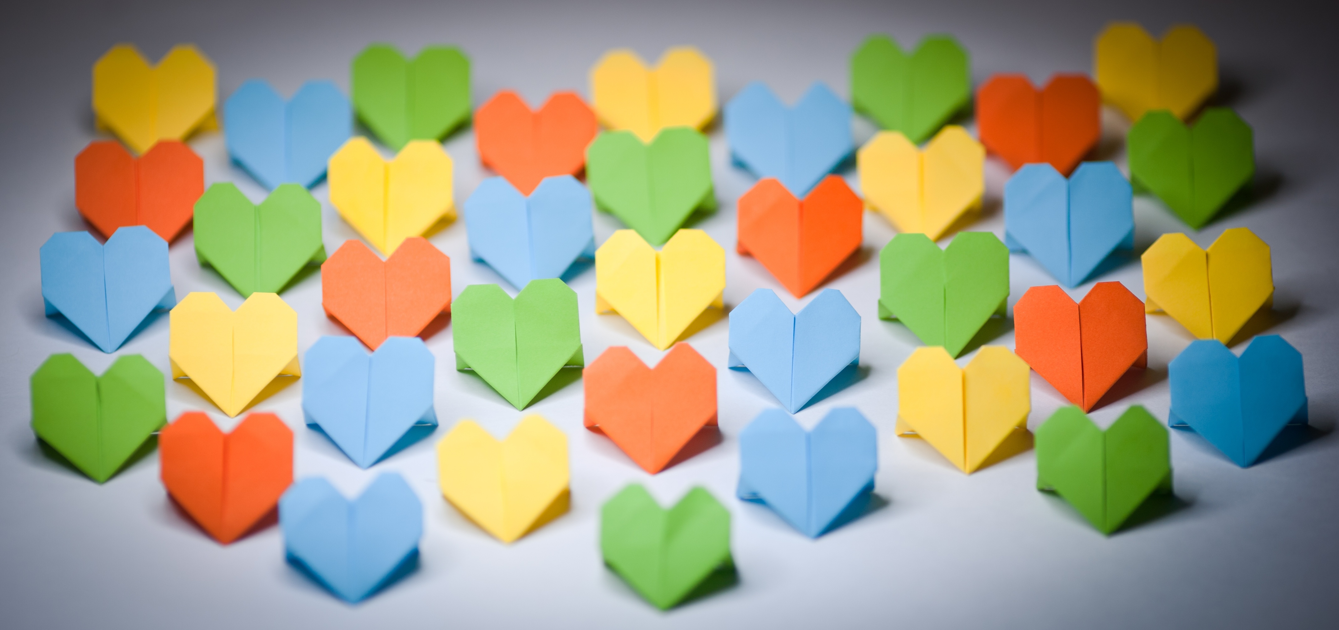 Colorful Origami Love Hearts HD Wallpaper