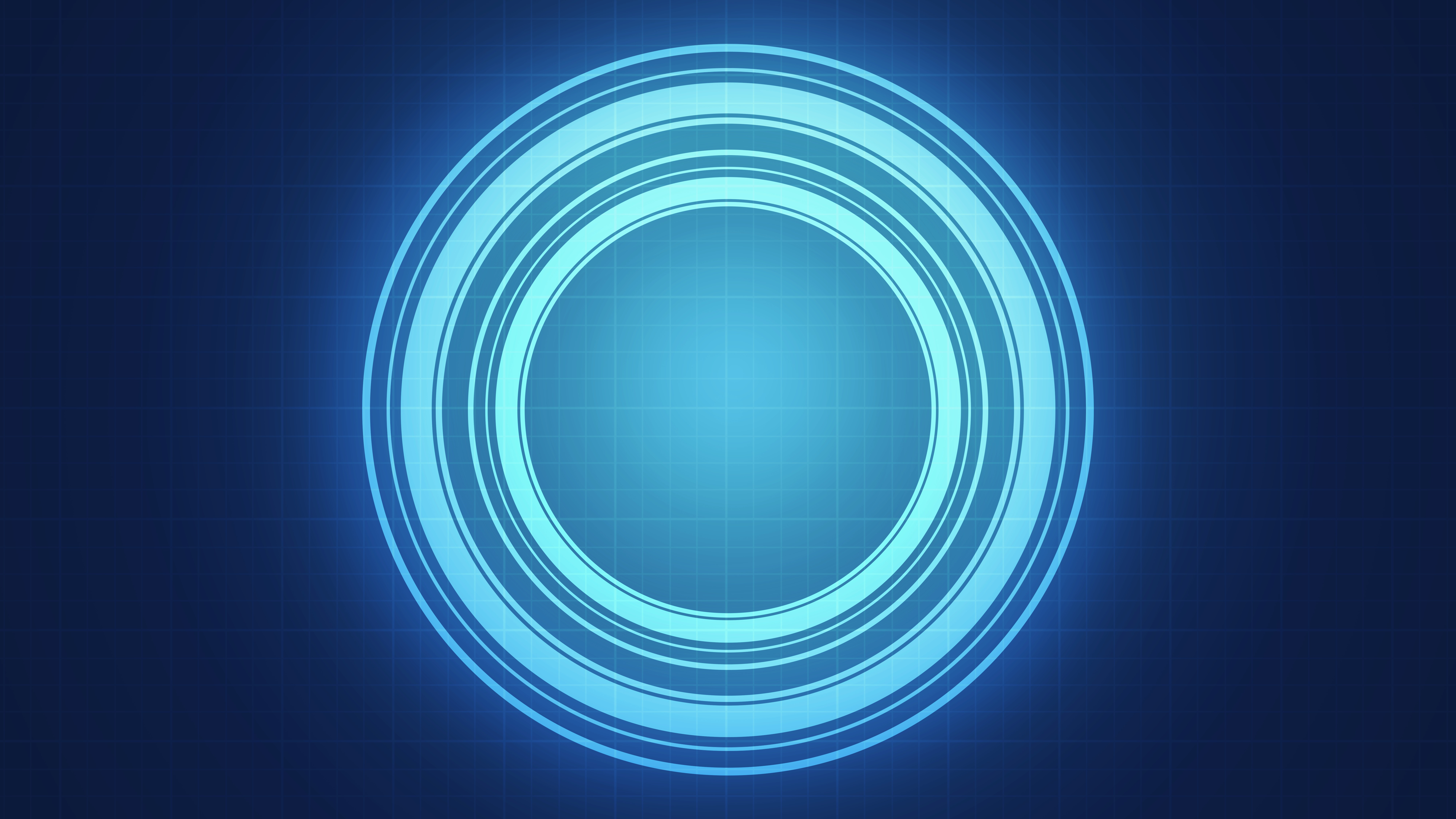 Blue concentric circles on a grid background HD Wallpaper