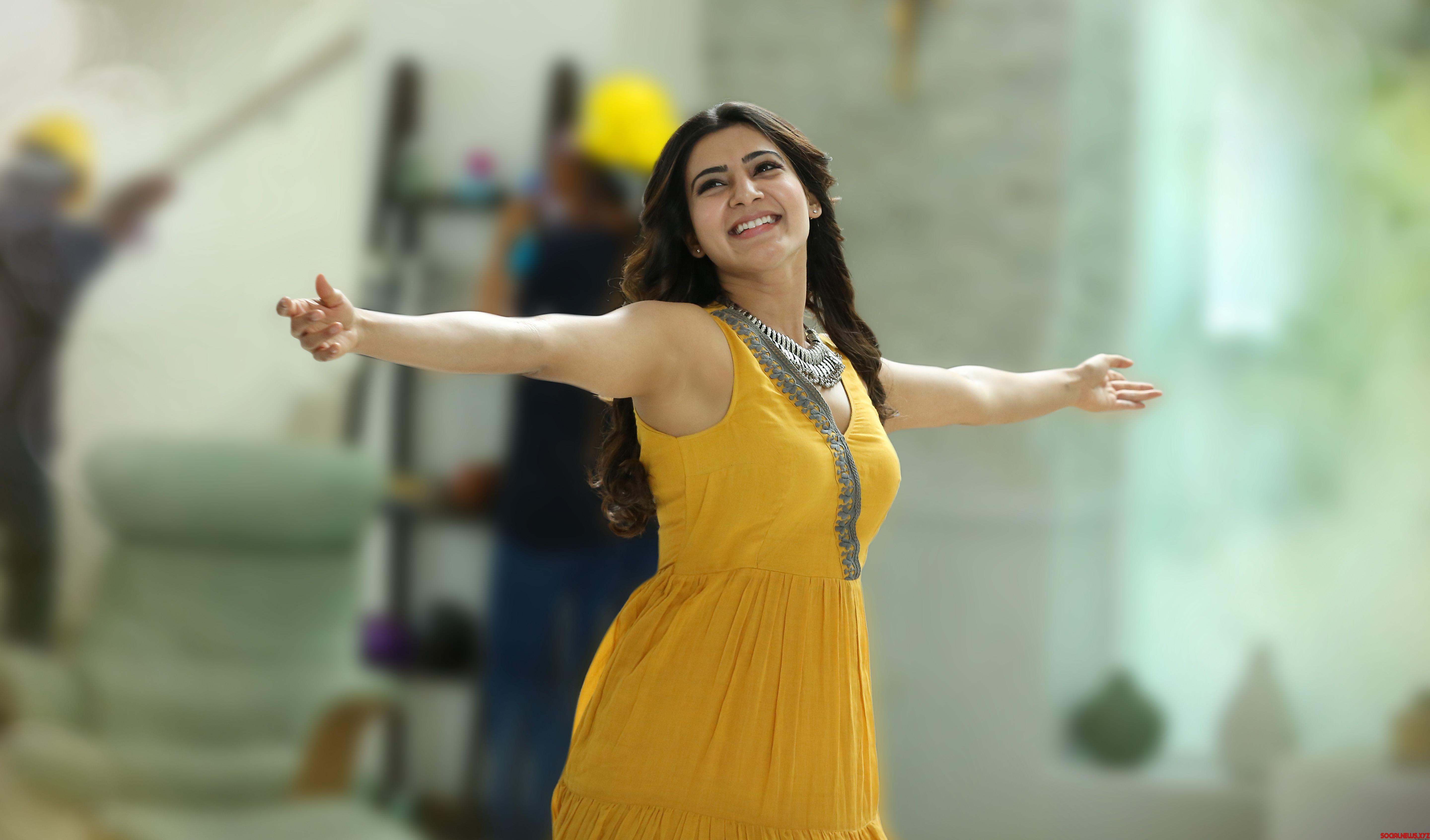 Samantha Ruth Prabhu in yellow dress HD Wallpaper