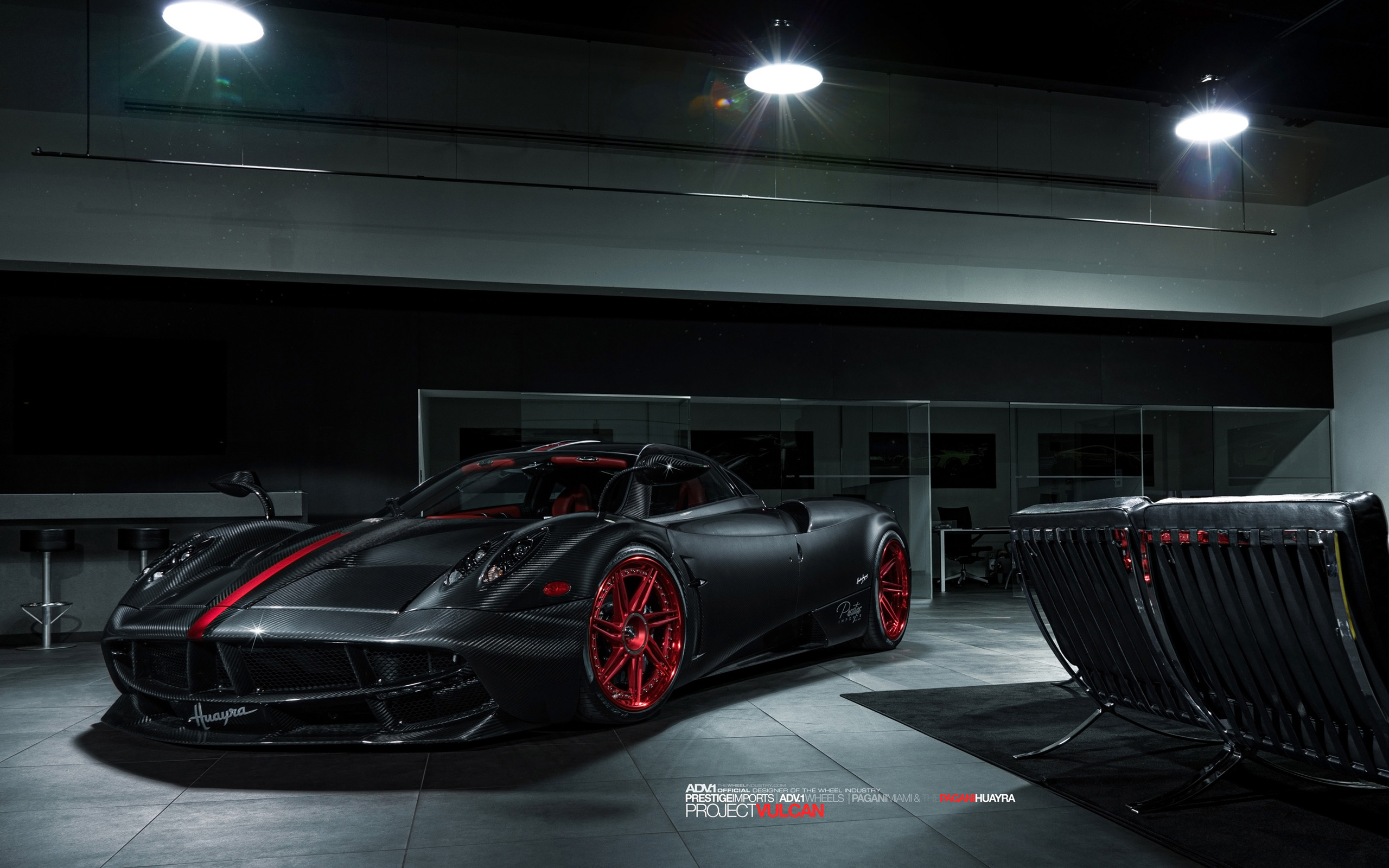Matte Black Pagani Huayra with Red Accents HD Wallpaper