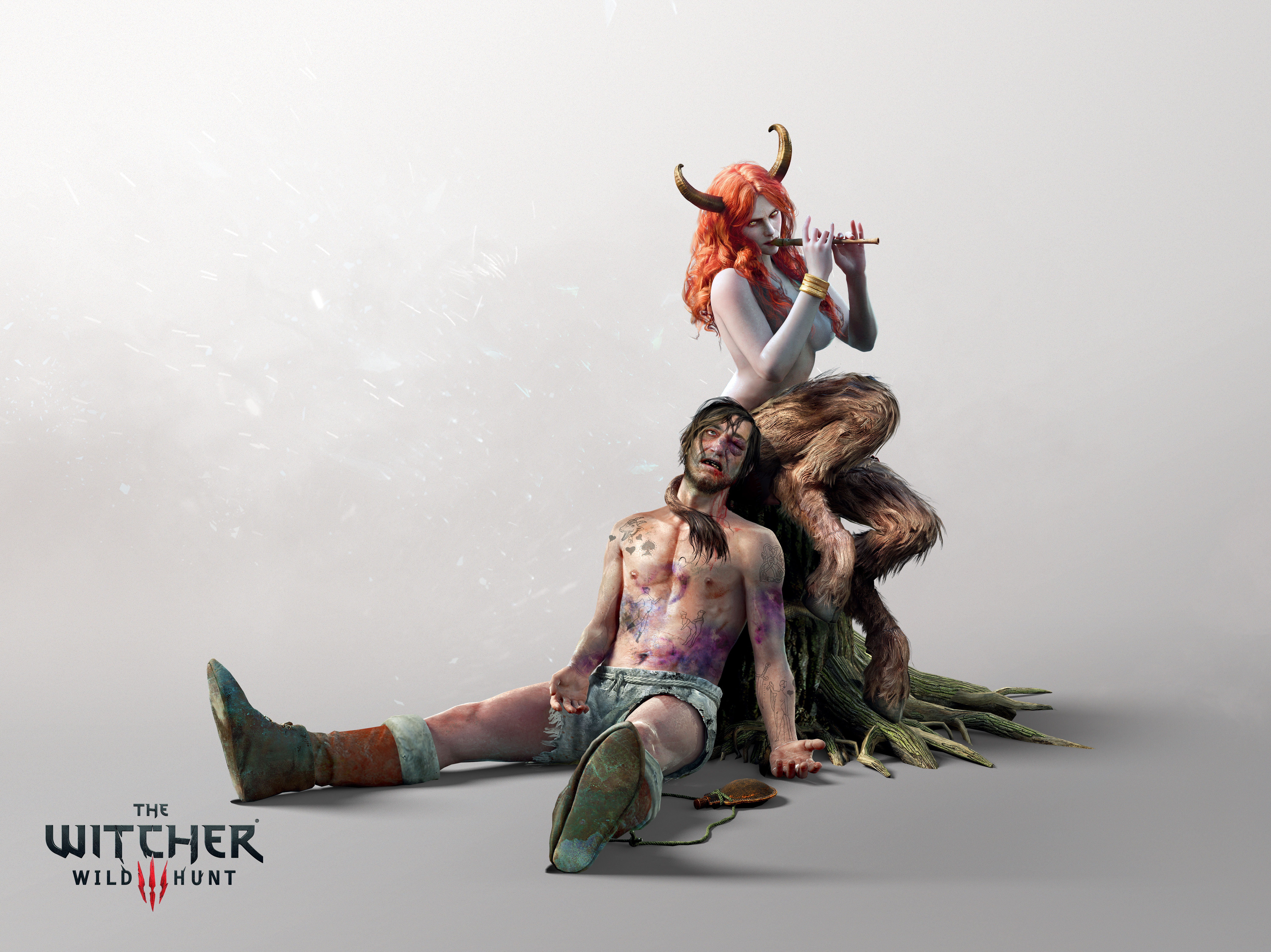 Succubus and injured man from The Witcher 3: Wild Hunt HD Wallpaper
