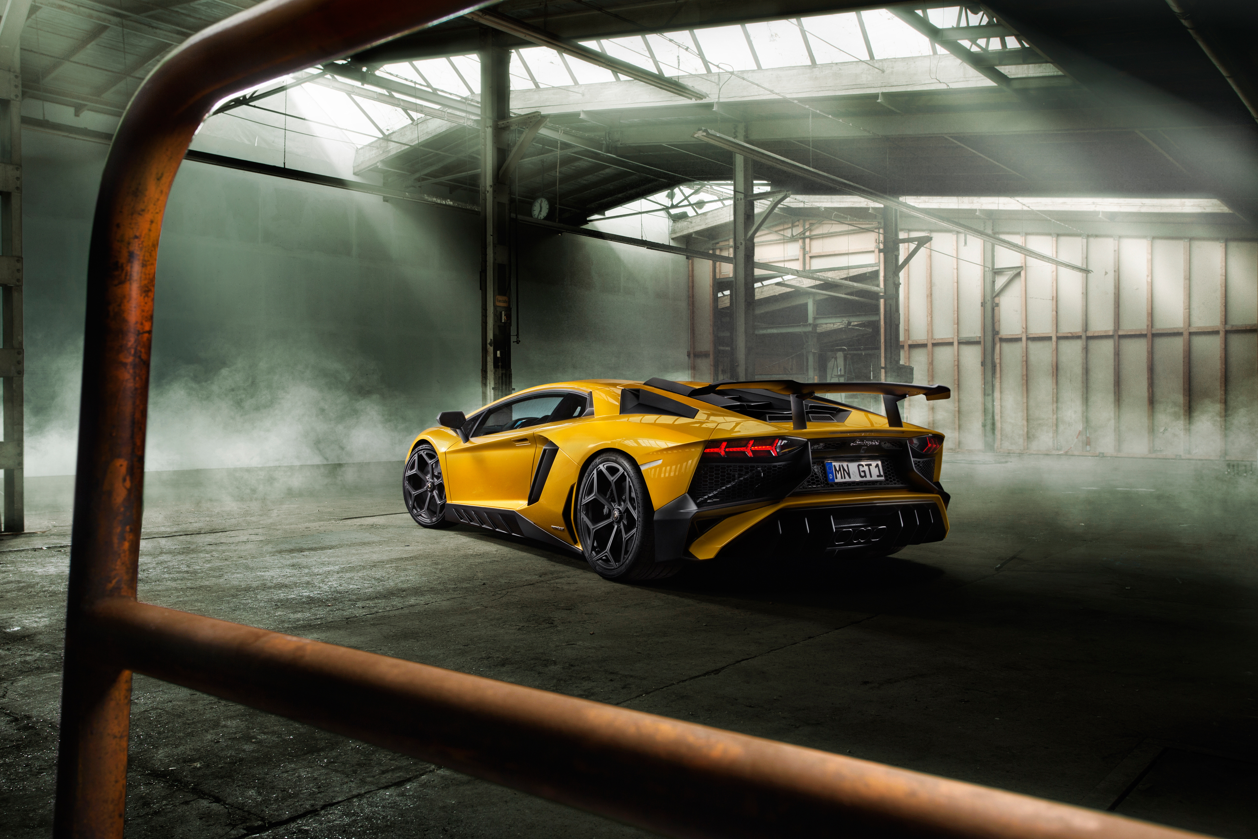Yellow Lamborghini Aventador Superveloce with Vossen Wheels HD Wallpaper