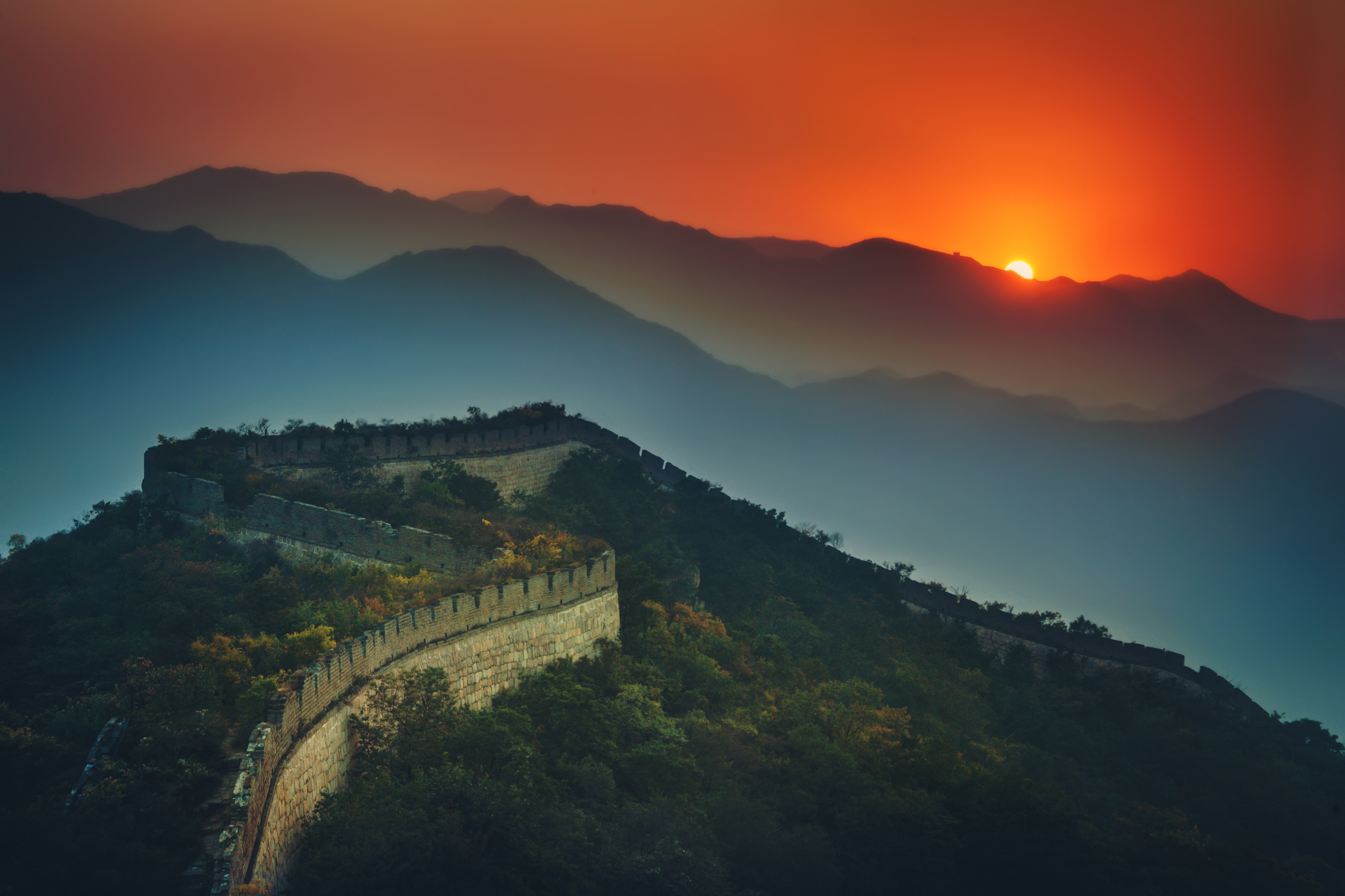 Great Wall of China at Sunset HD Wallpaper
