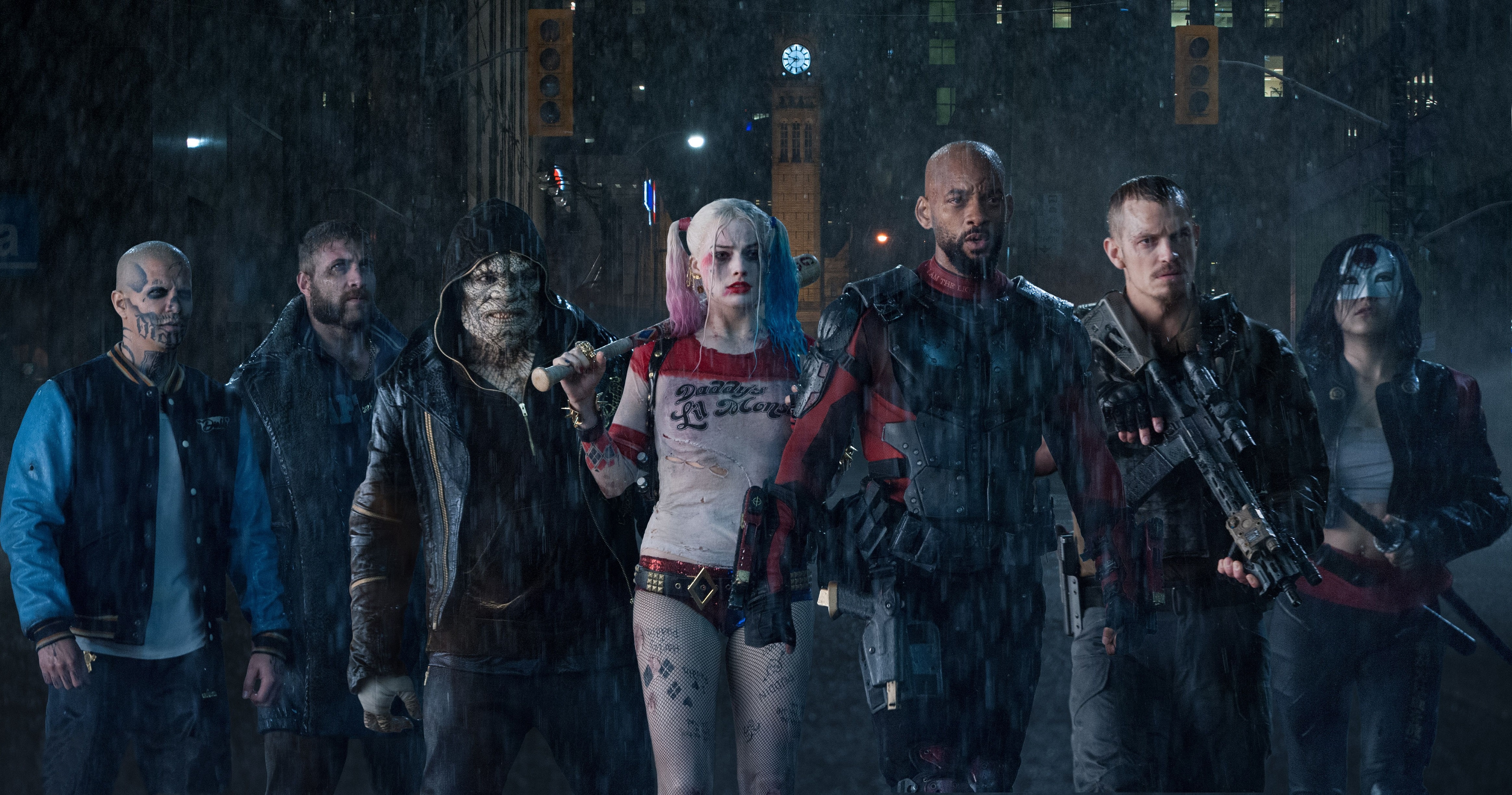Suicide Squad characters in the rain HD Wallpaper