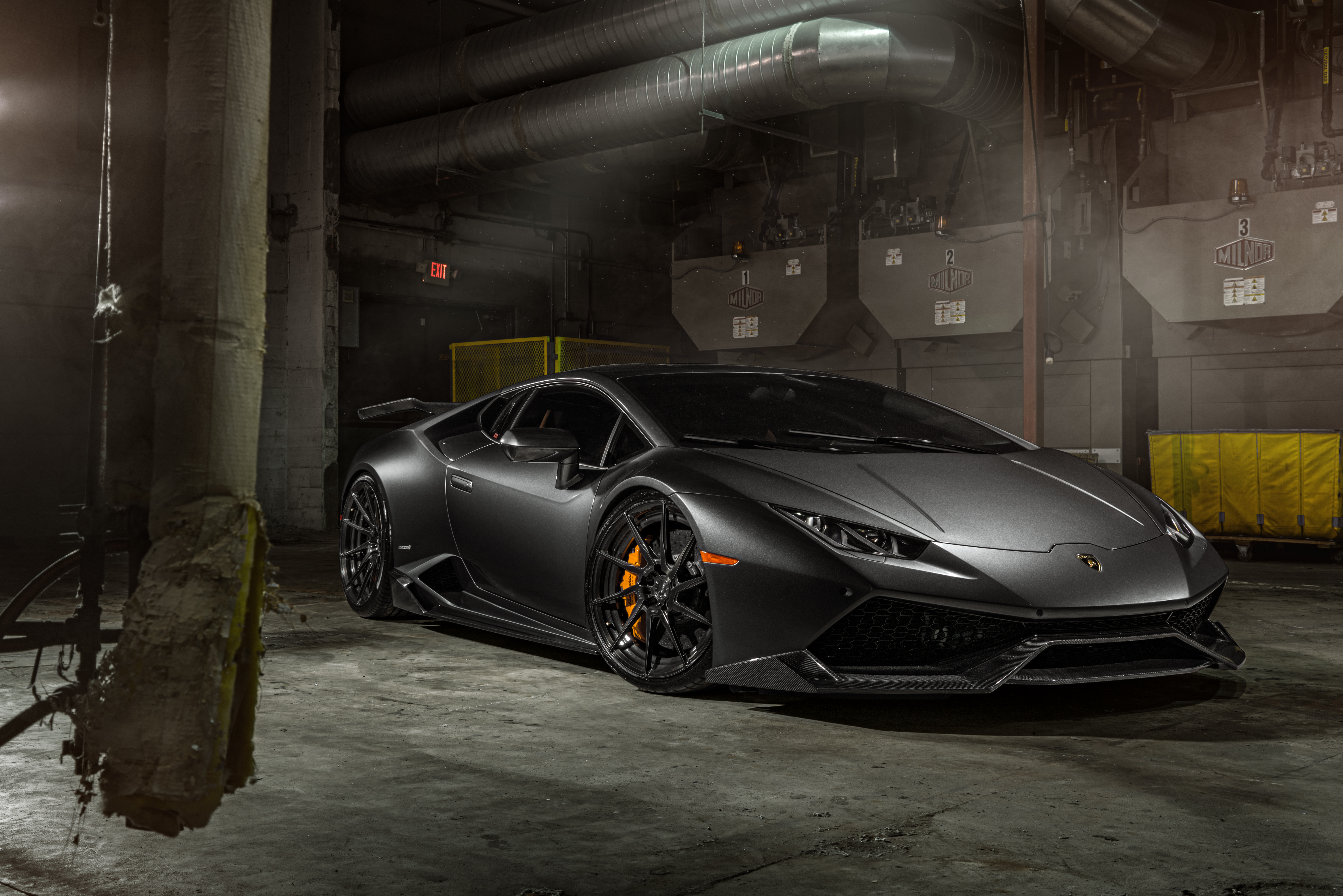 Matte Gray Lamborghini Huracan with ADV1 Wheels HD Wallpaper