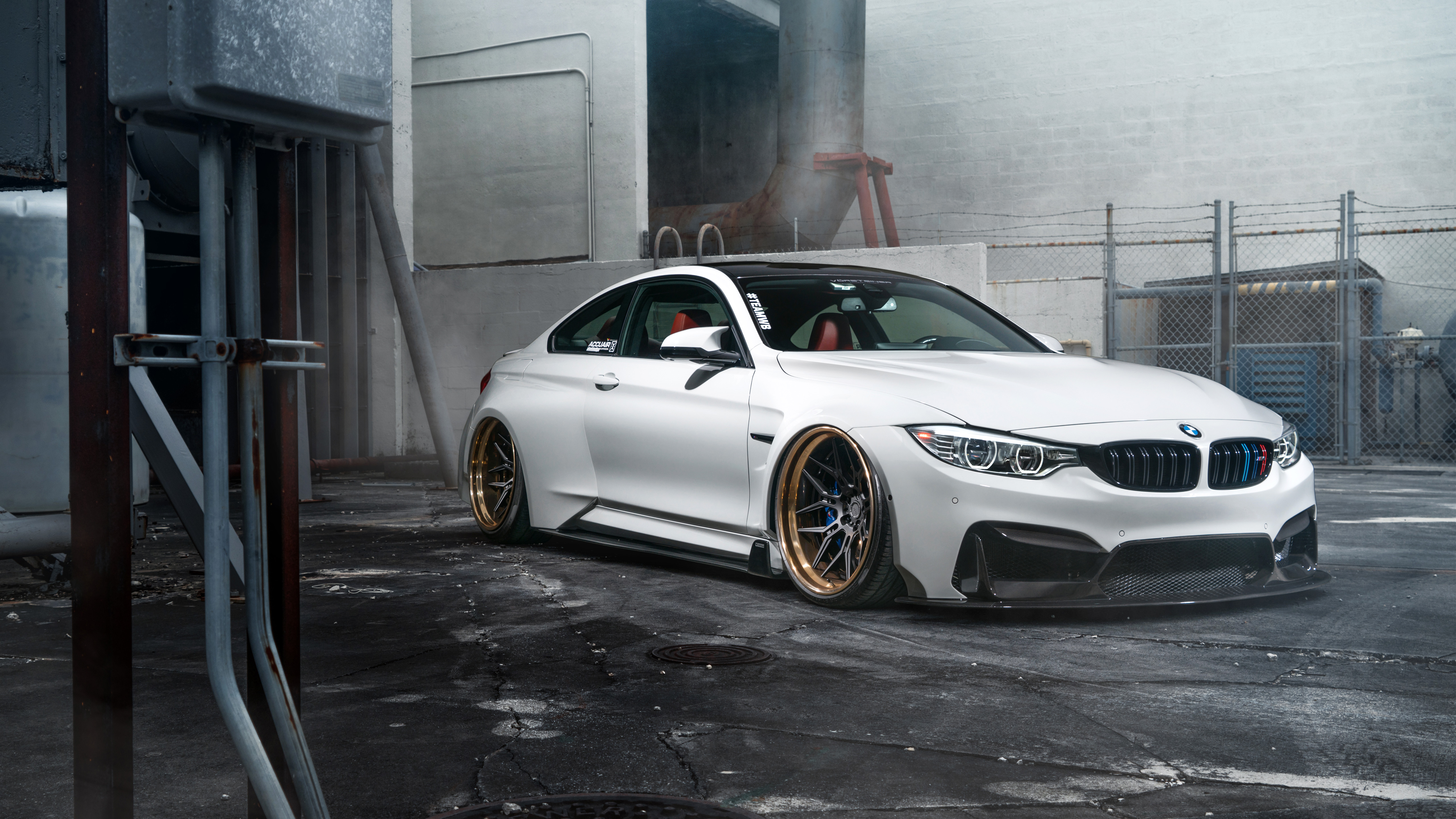 White BMW M4 with ADV1 Wheels HD Wallpaper