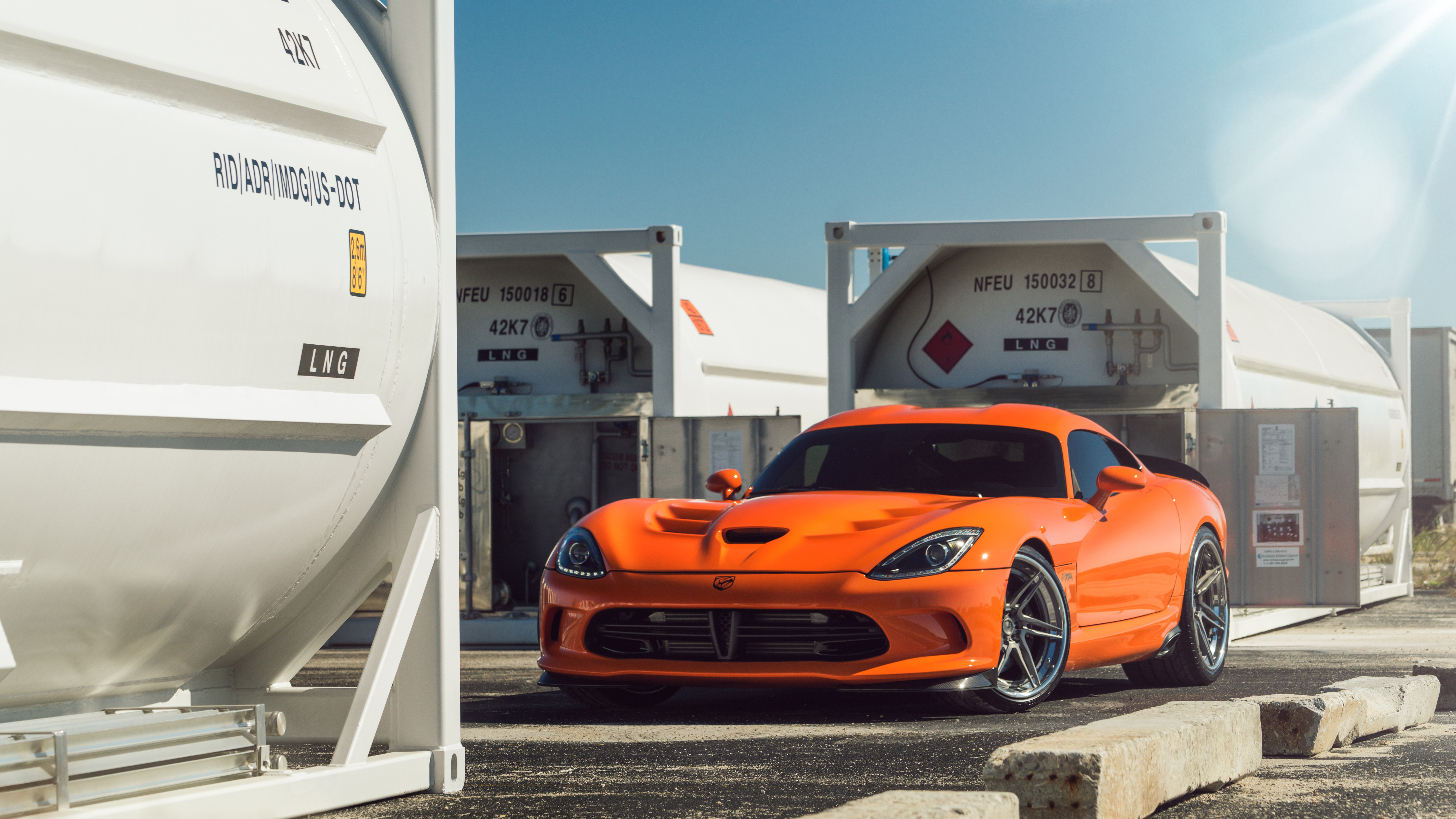 Orange Dodge Viper with ADV1 Wheels HD Wallpaper