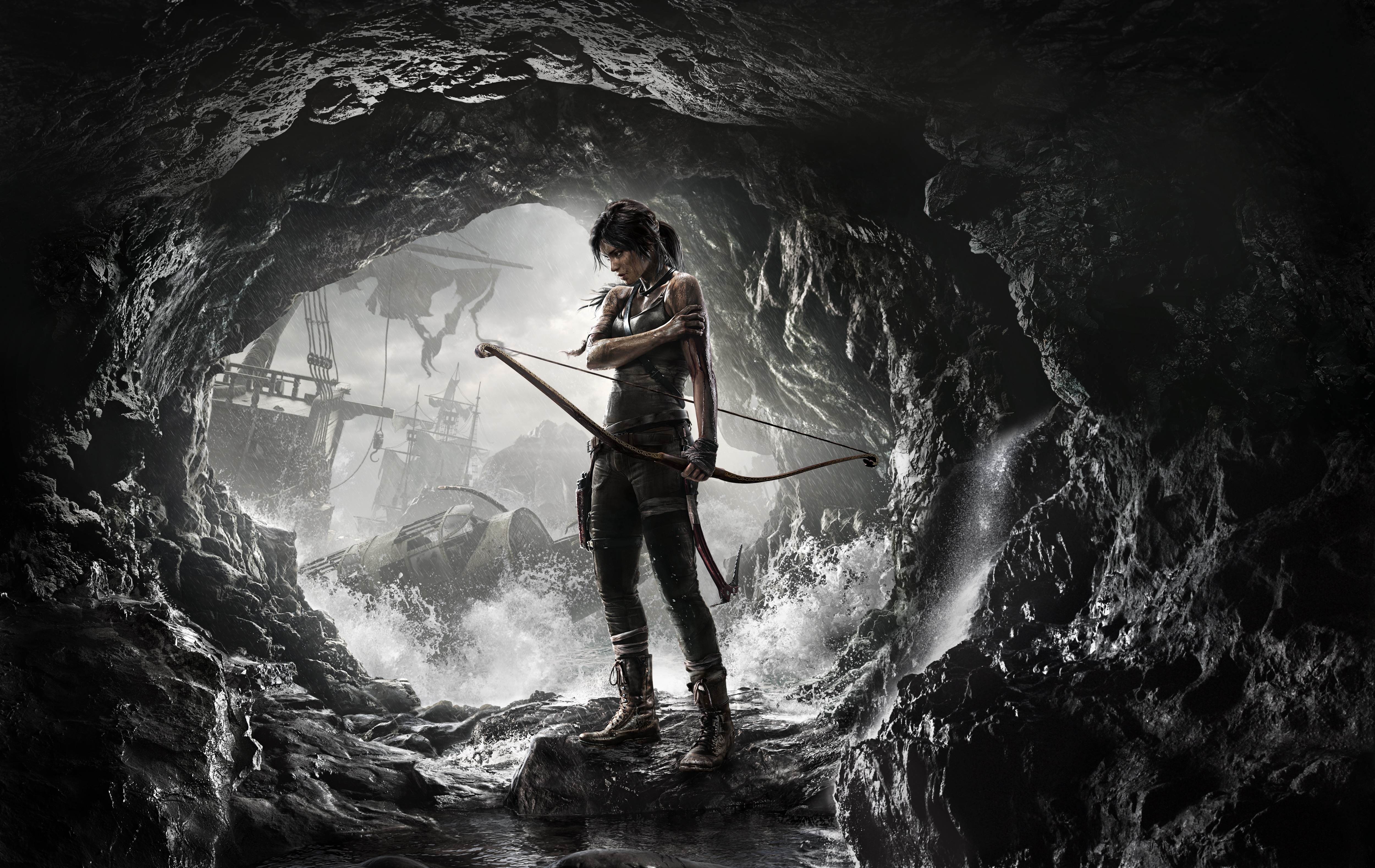 Lara Croft from Rise of the Tomb Raider in a cave HD Wallpaper