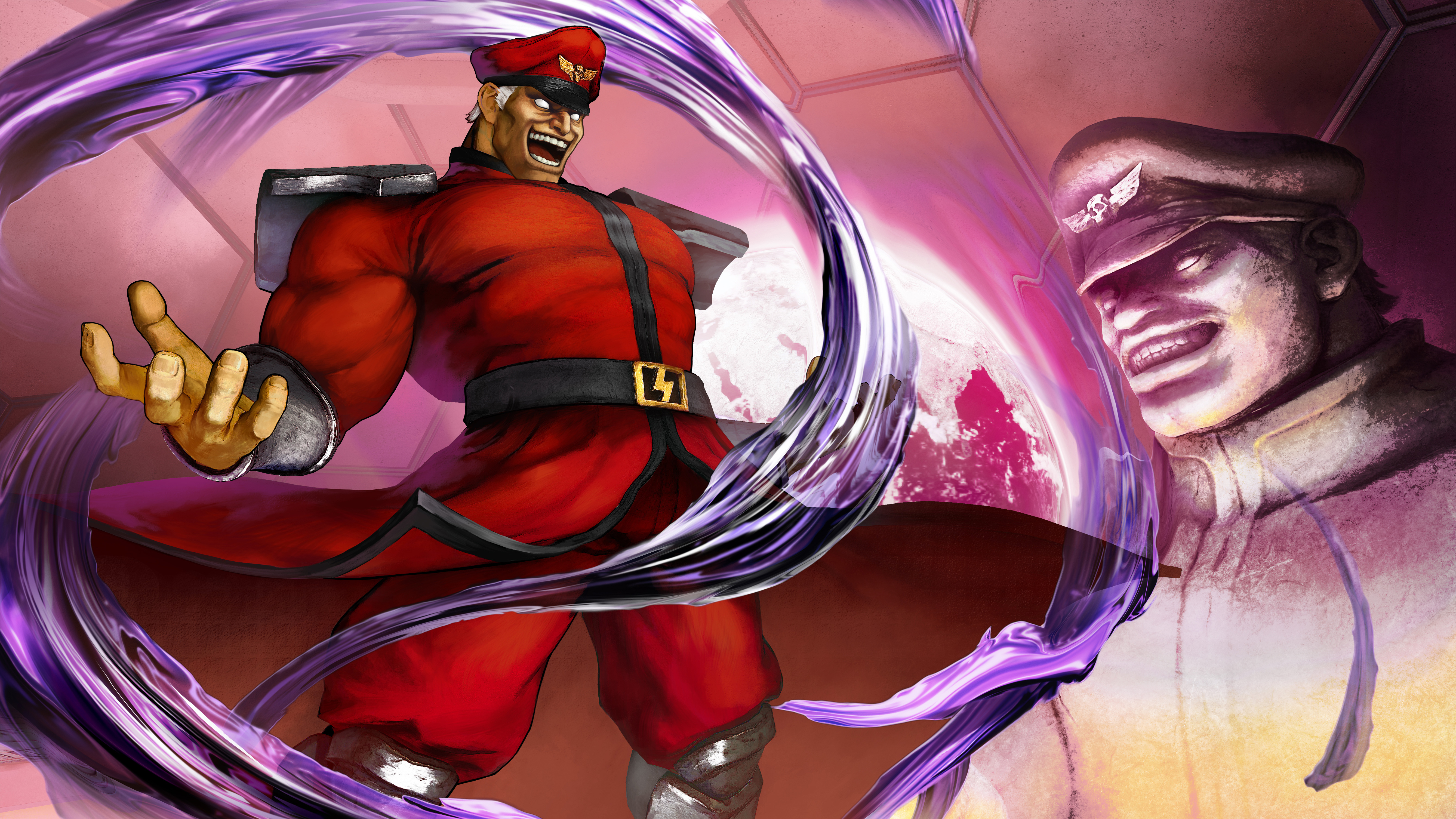 M. Bison from Street Fighter V with purple energy HD Wallpaper