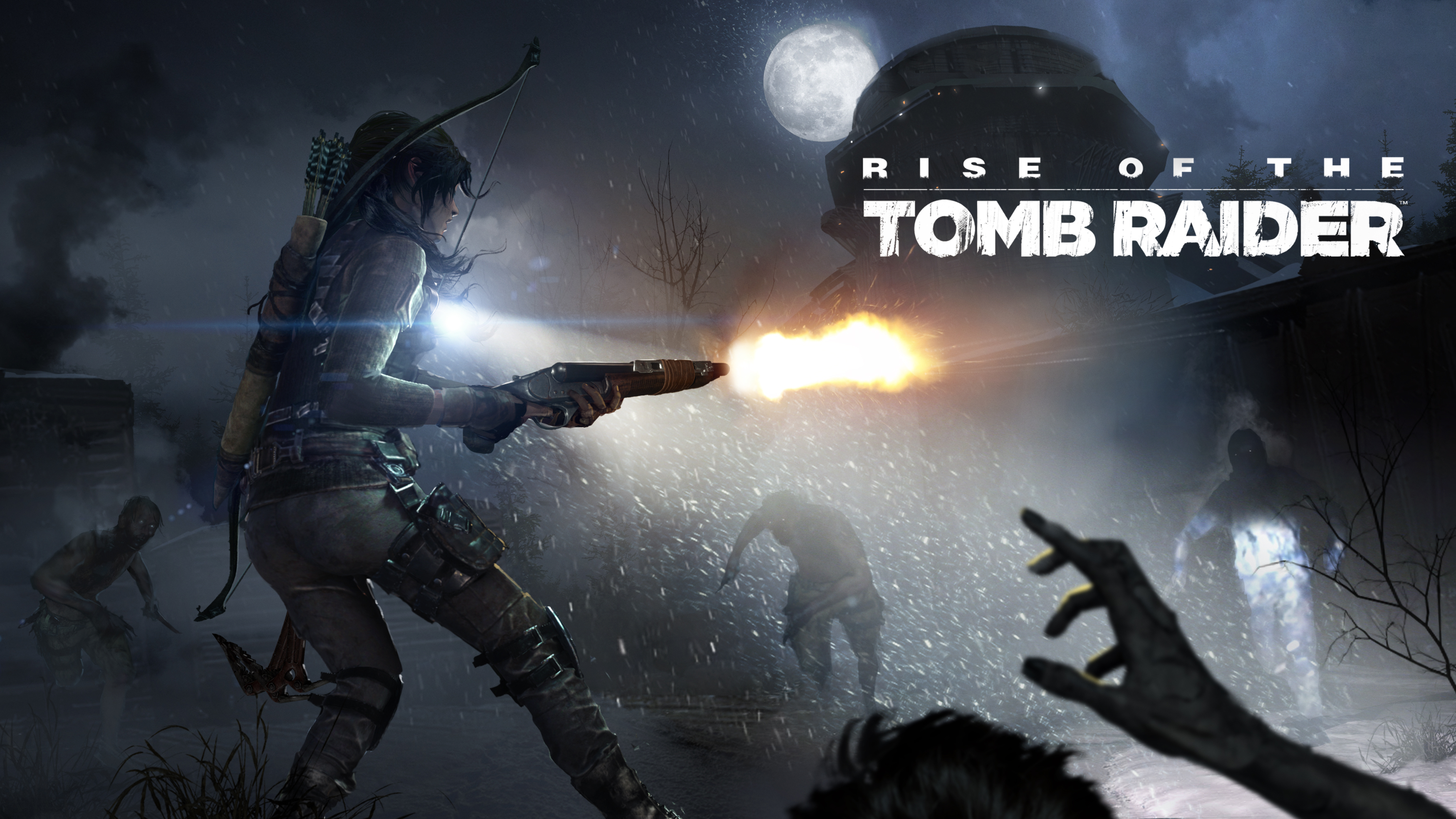 Lara Croft from Rise of the Tomb Raider firing a gun HD Wallpaper