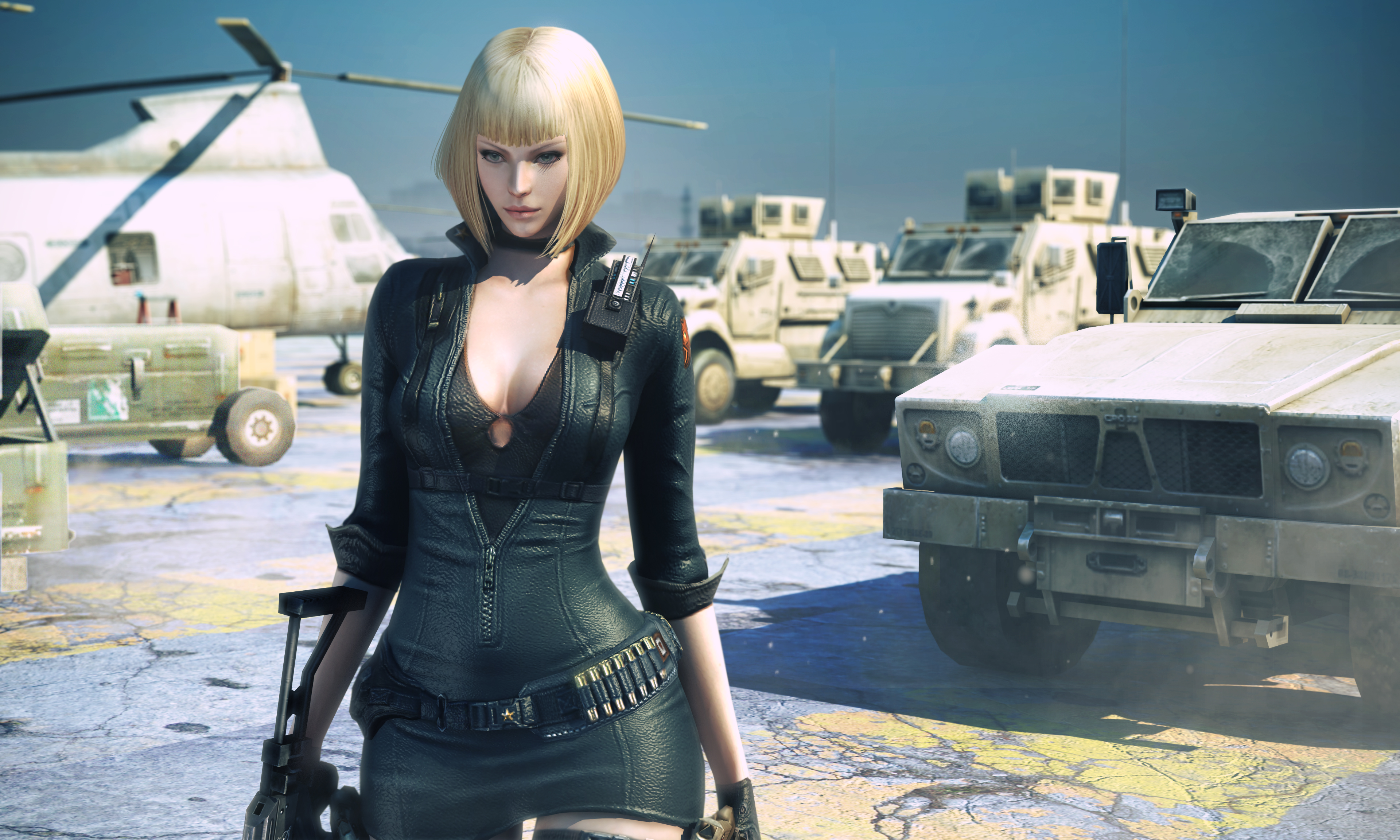 Datura from CrossFire with military vehicles HD Wallpaper