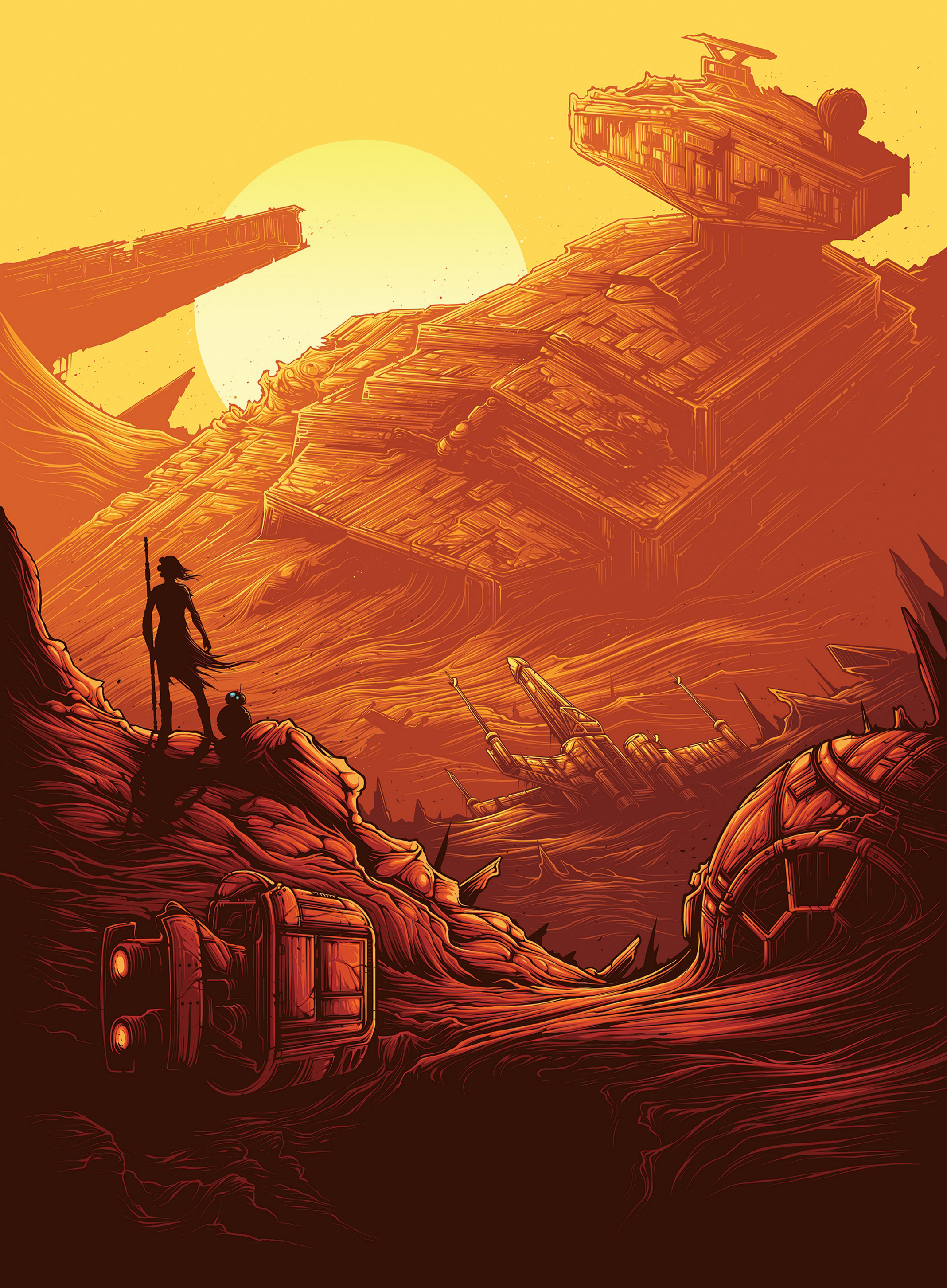 Rey and BB-8 from Star Wars: The Force Awakens HD Wallpaper