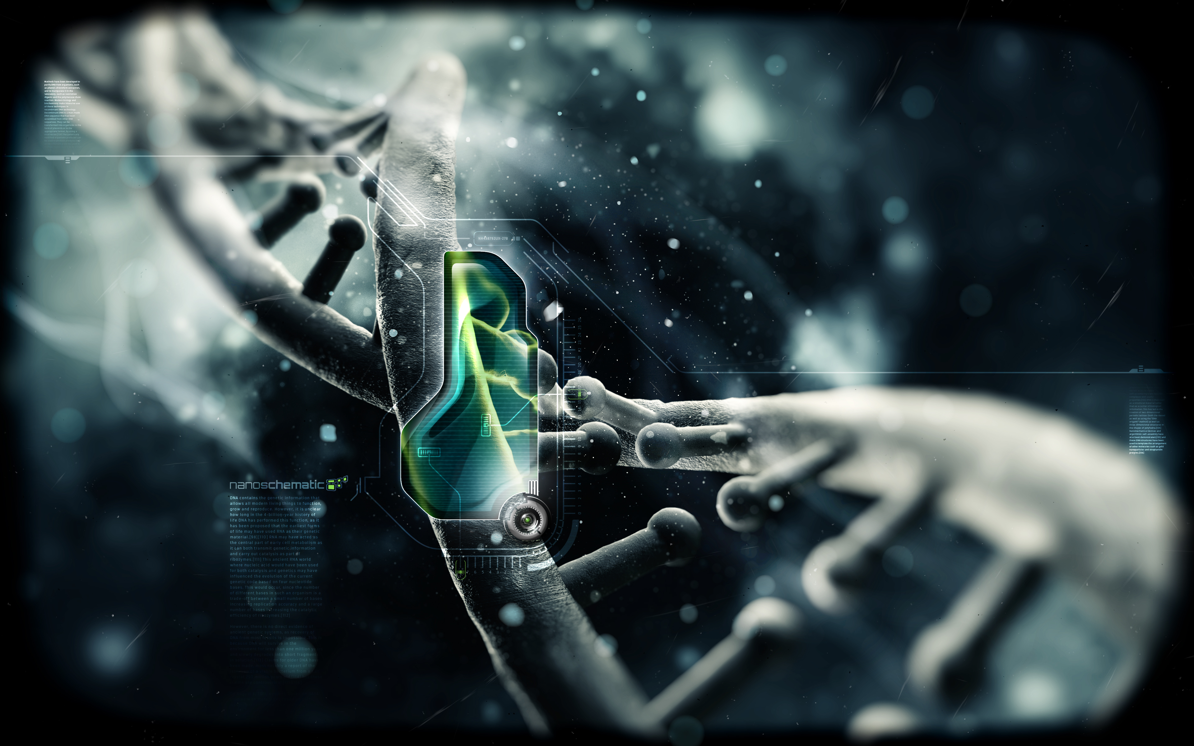 DNA Schematic with Futuristic Interface HD Wallpaper