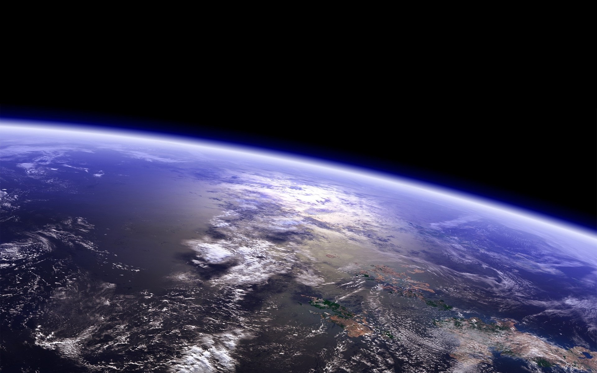Earth from space with atmosphere and clouds HD Wallpaper