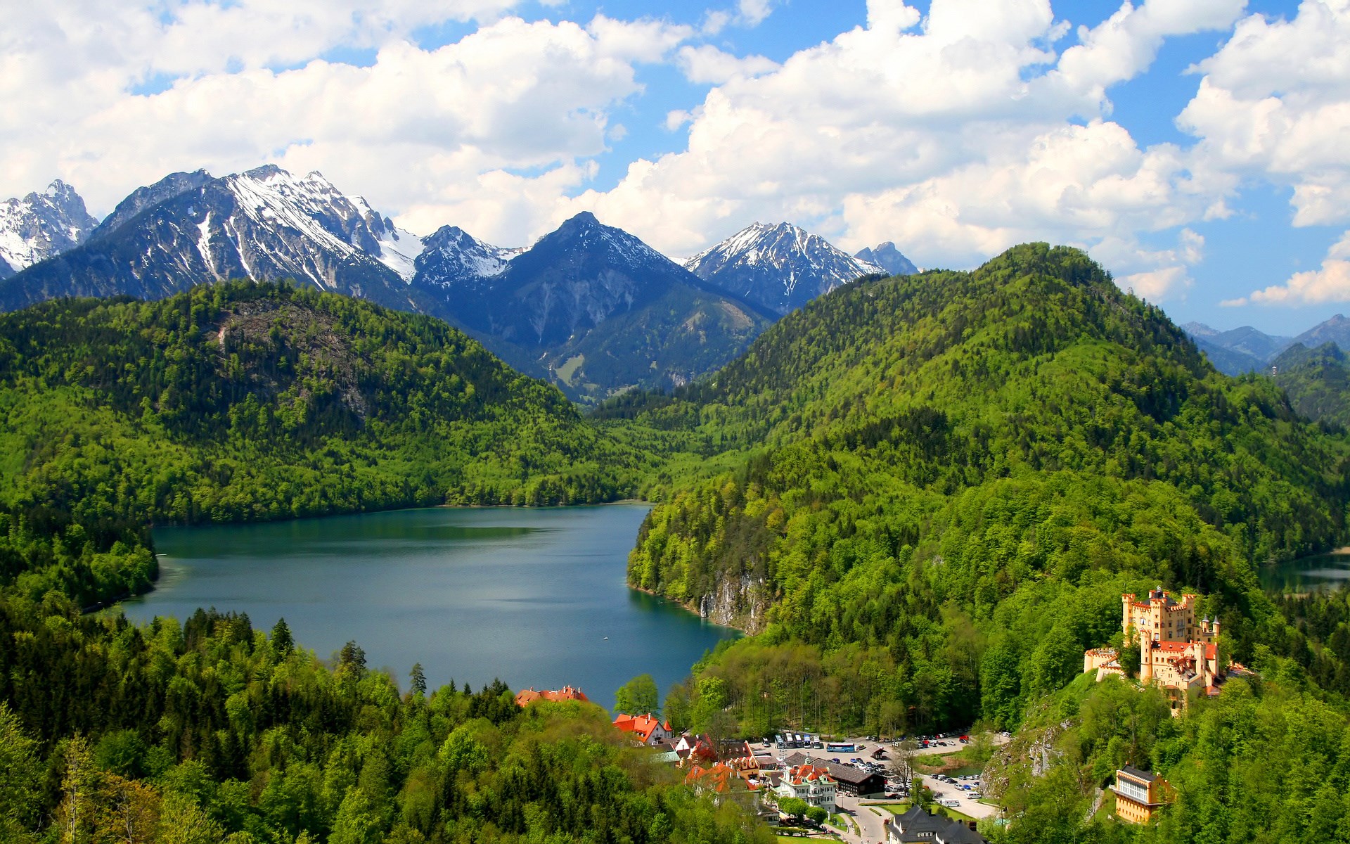 Hohenschwangau Castle and Alpsee Lake in Bavaria HD Wallpaper