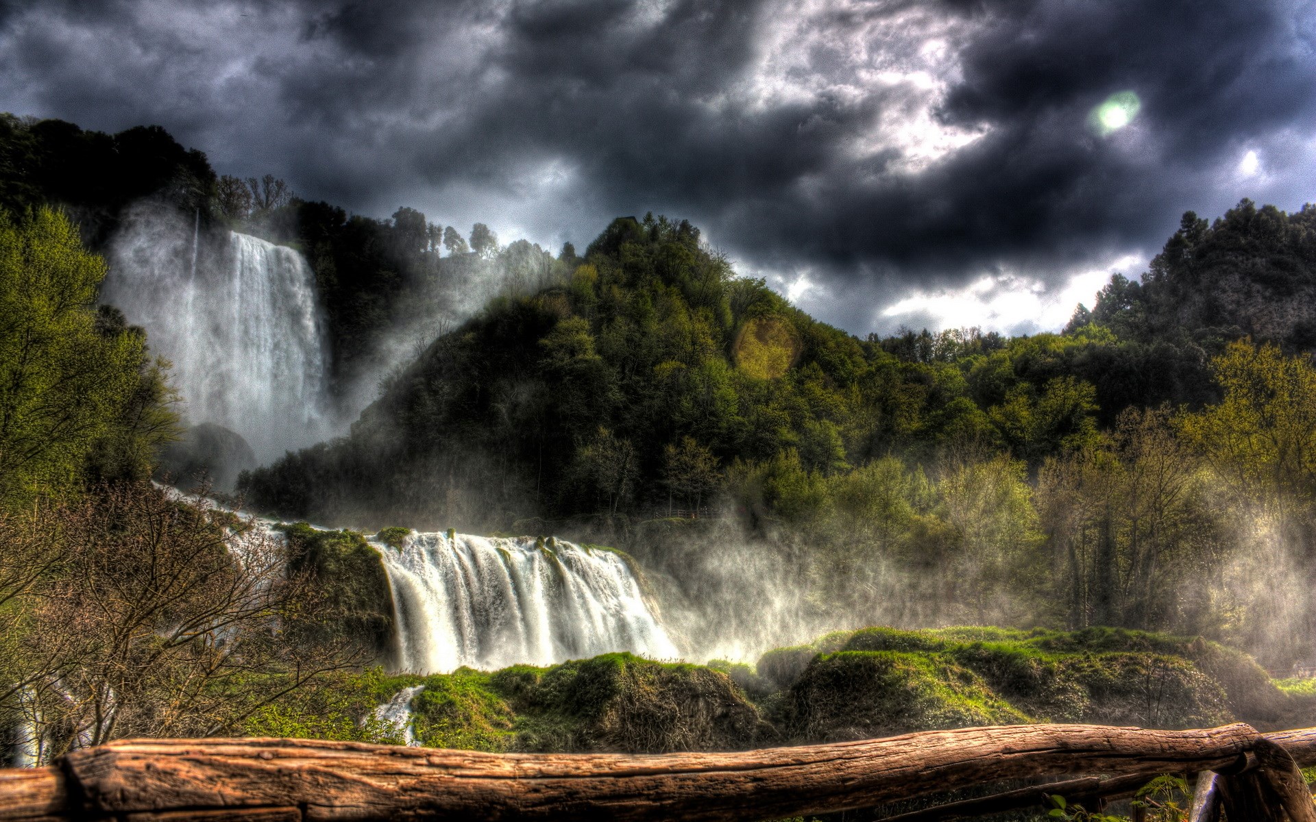 Marmore Falls with dramatic stormy sky HD Wallpaper