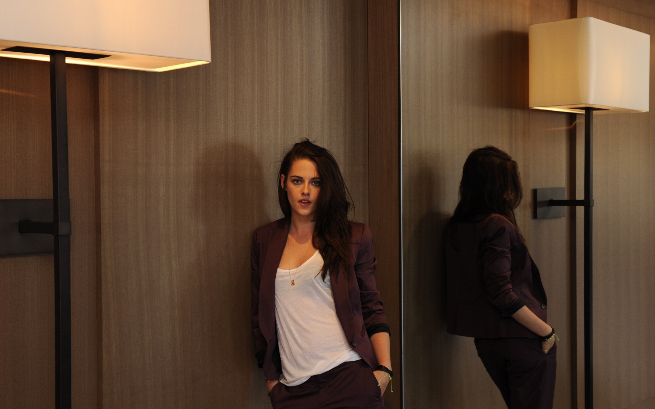 Kristen Stewart Poses in a Suit HD Wallpaper