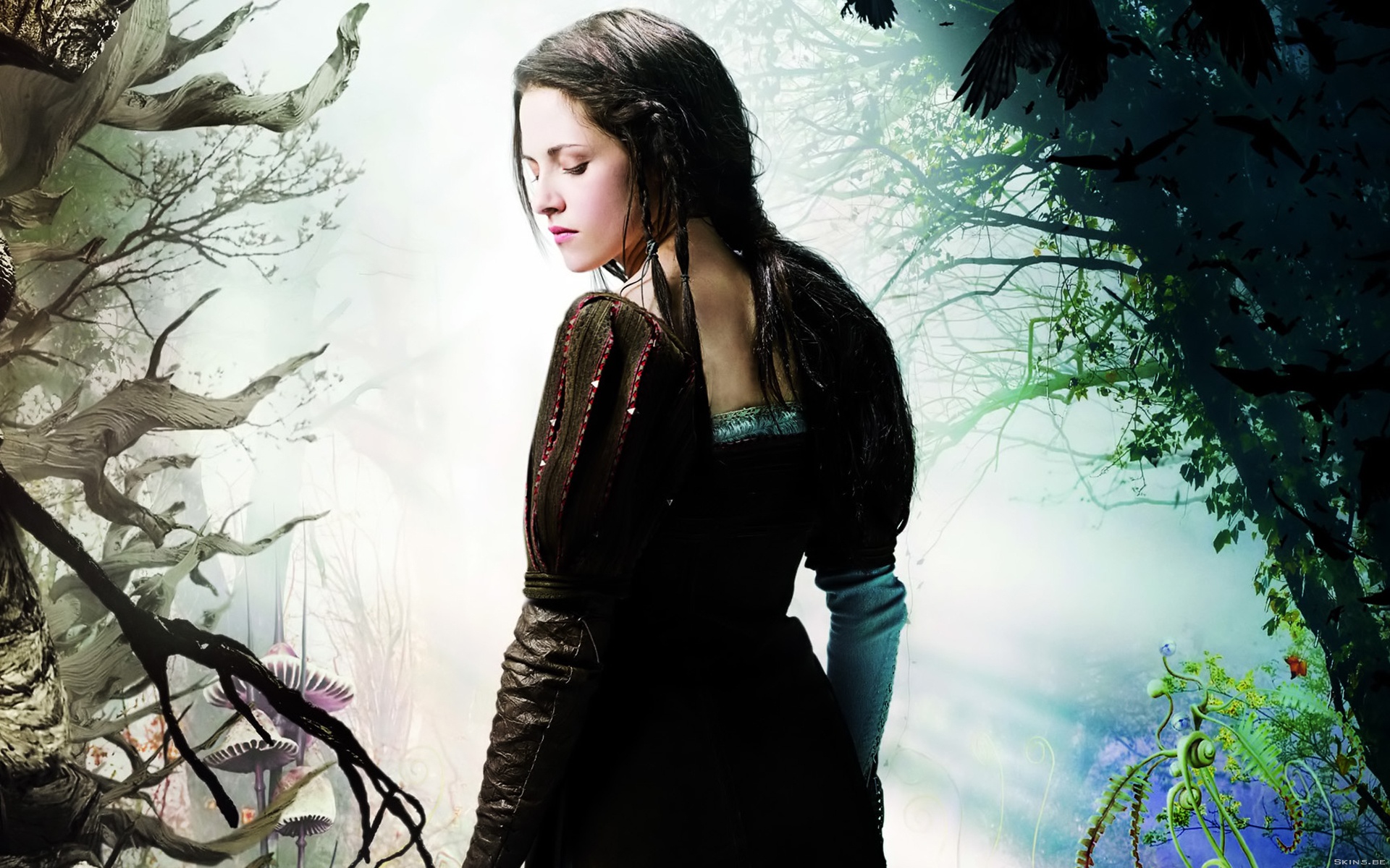 Kristen Stewart in a dark forest HD Wallpaper