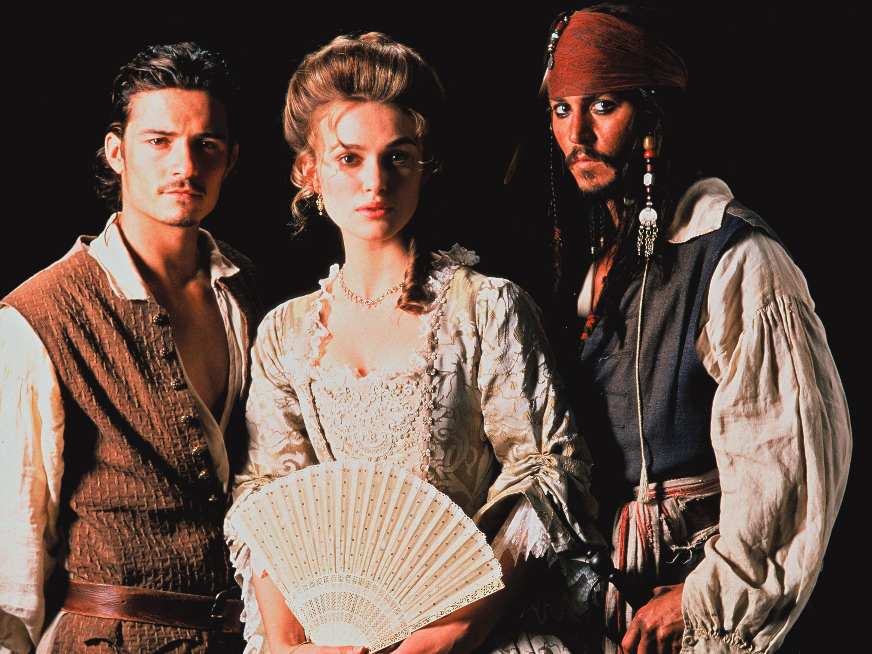 Elizabeth Swann, Will Turner, and Jack Sparrow from Pirates of the Caribbean HD Wallpaper