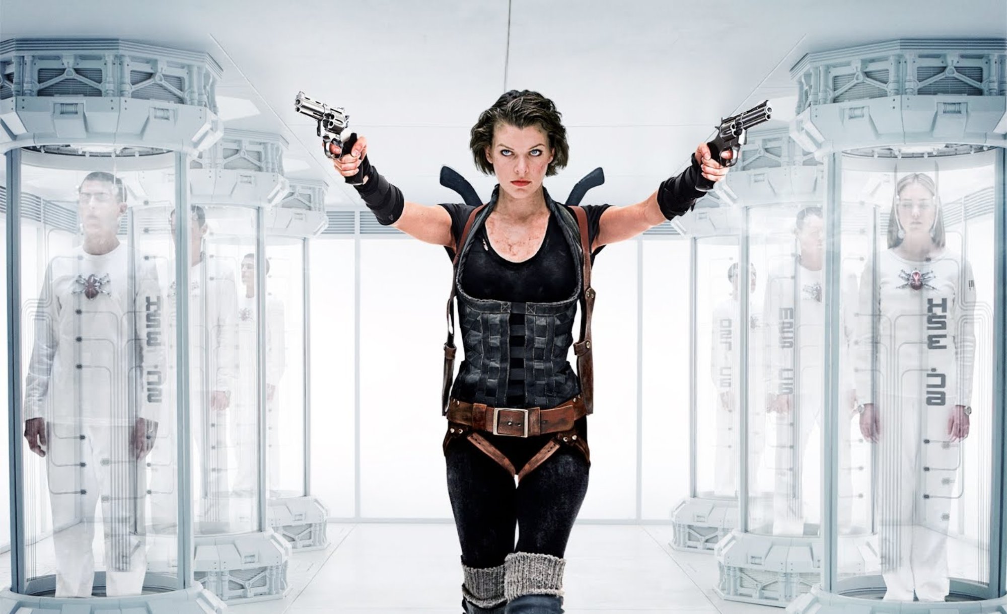 Milla Jovovich in a futuristic facility HD Wallpaper