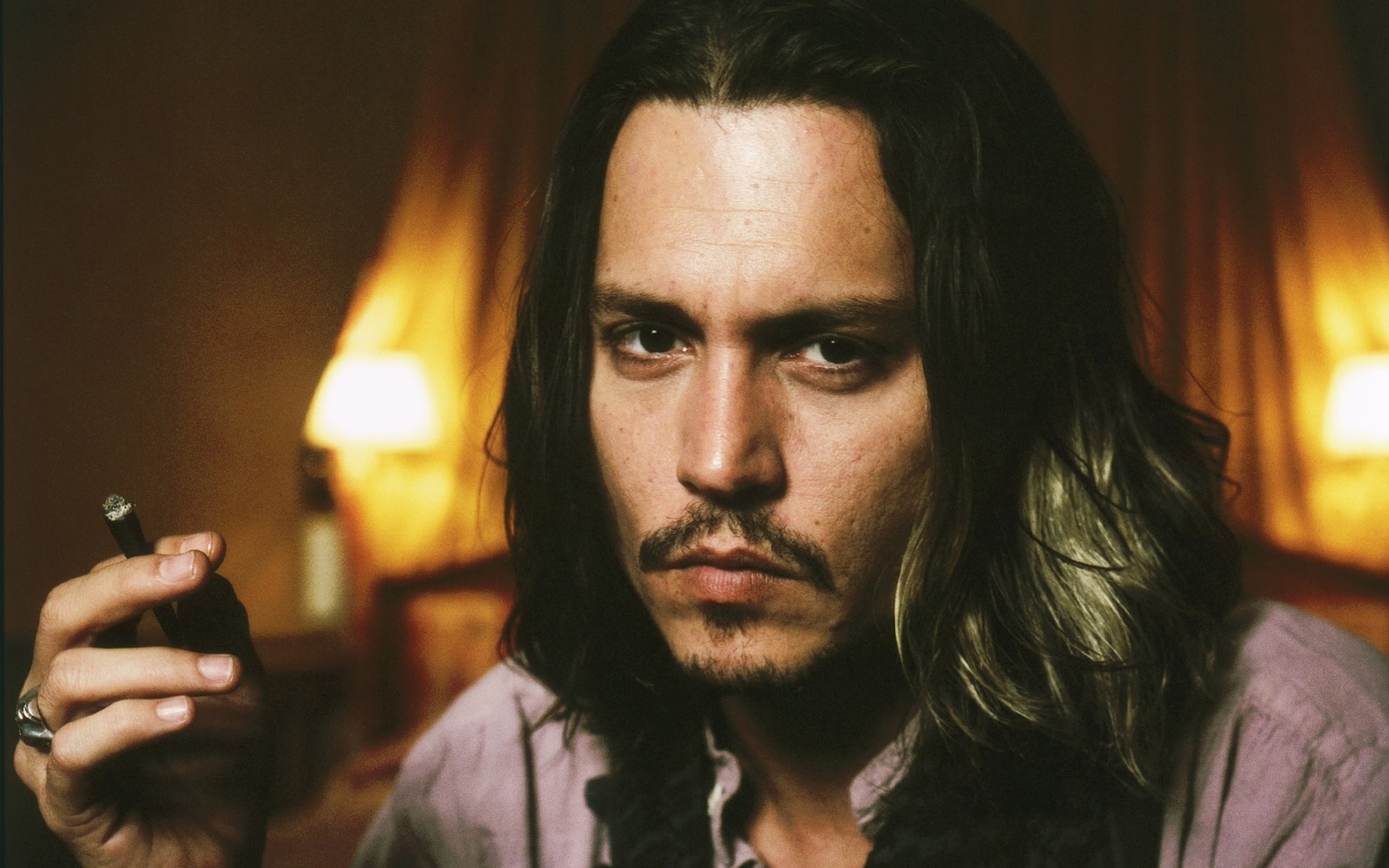 Johnny Depp holding a cigar HD Wallpaper