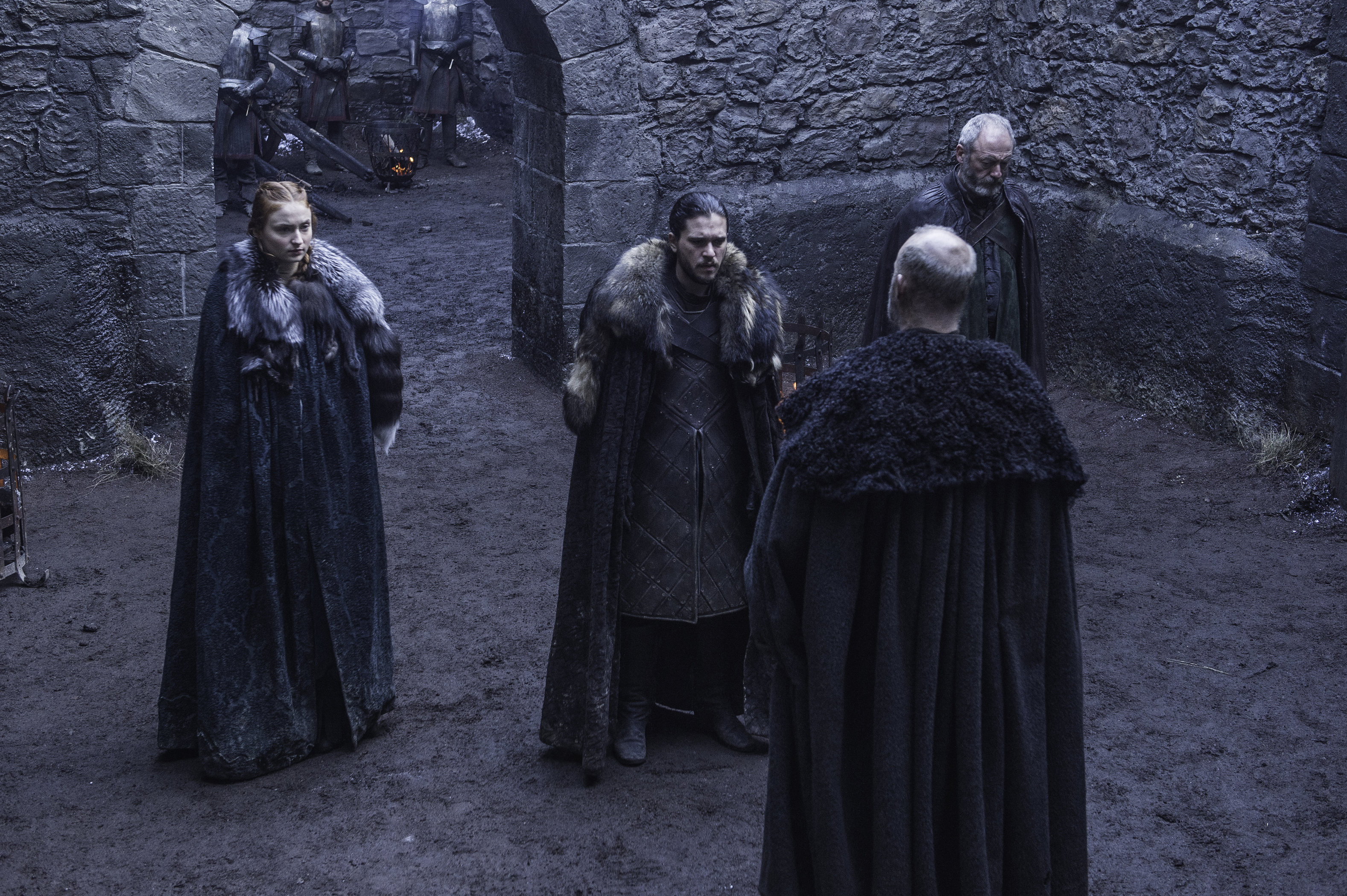 Jon Snow and Sansa Stark in Winterfell HD Wallpaper