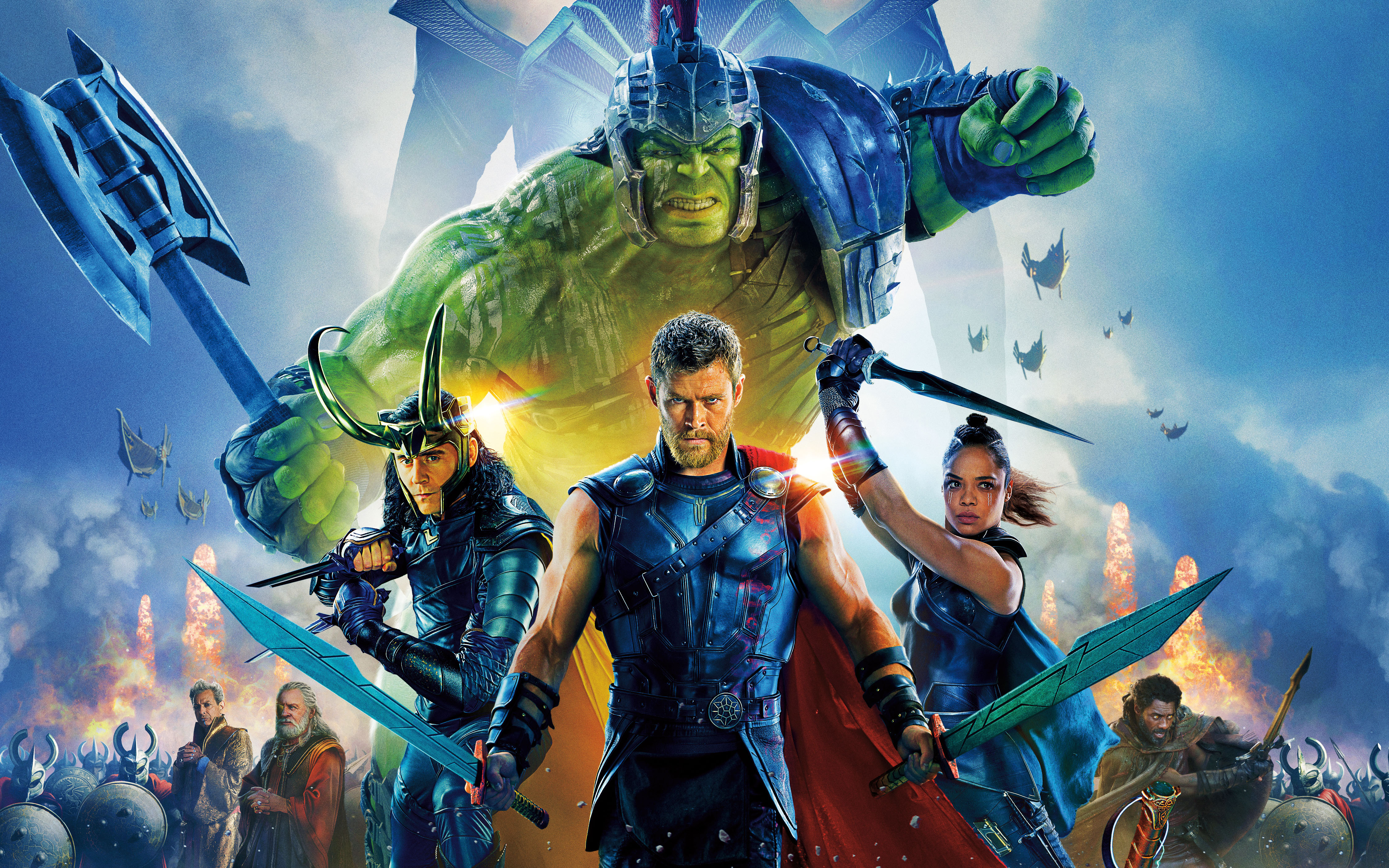 Thor: Ragnarok - Thor, Loki, Hulk, and Valkyrie HD Wallpaper