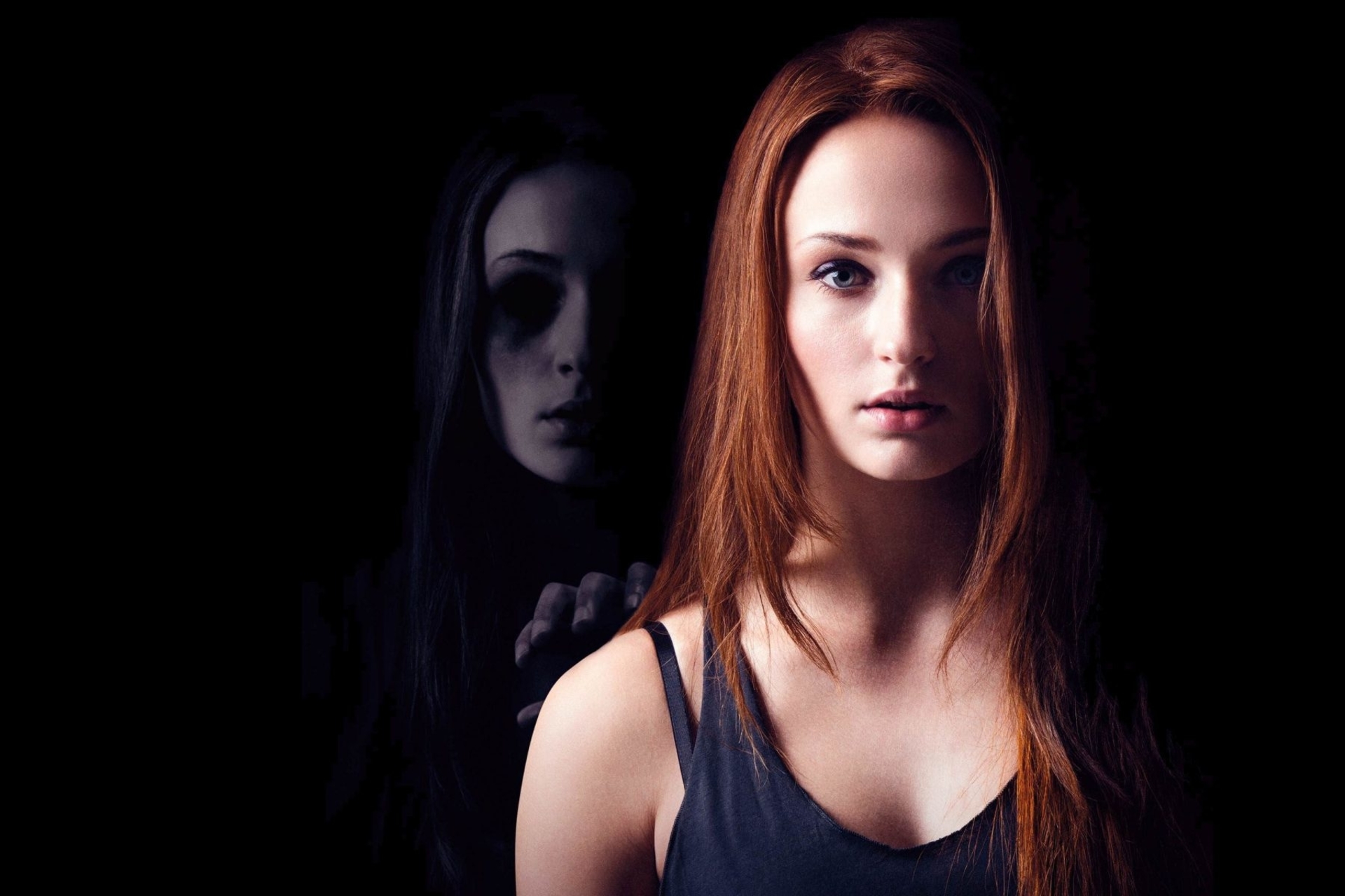 Sophie Turner with a dark apparition HD Wallpaper