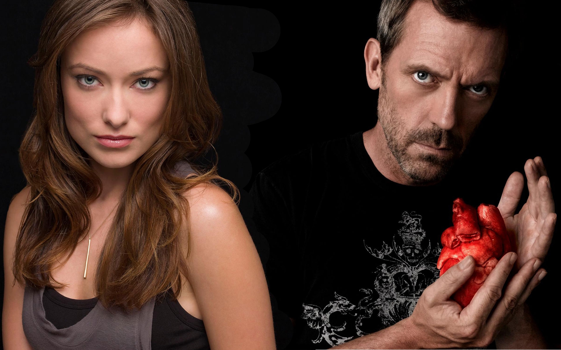 Olivia Wilde and Hugh Laurie from House HD Wallpaper