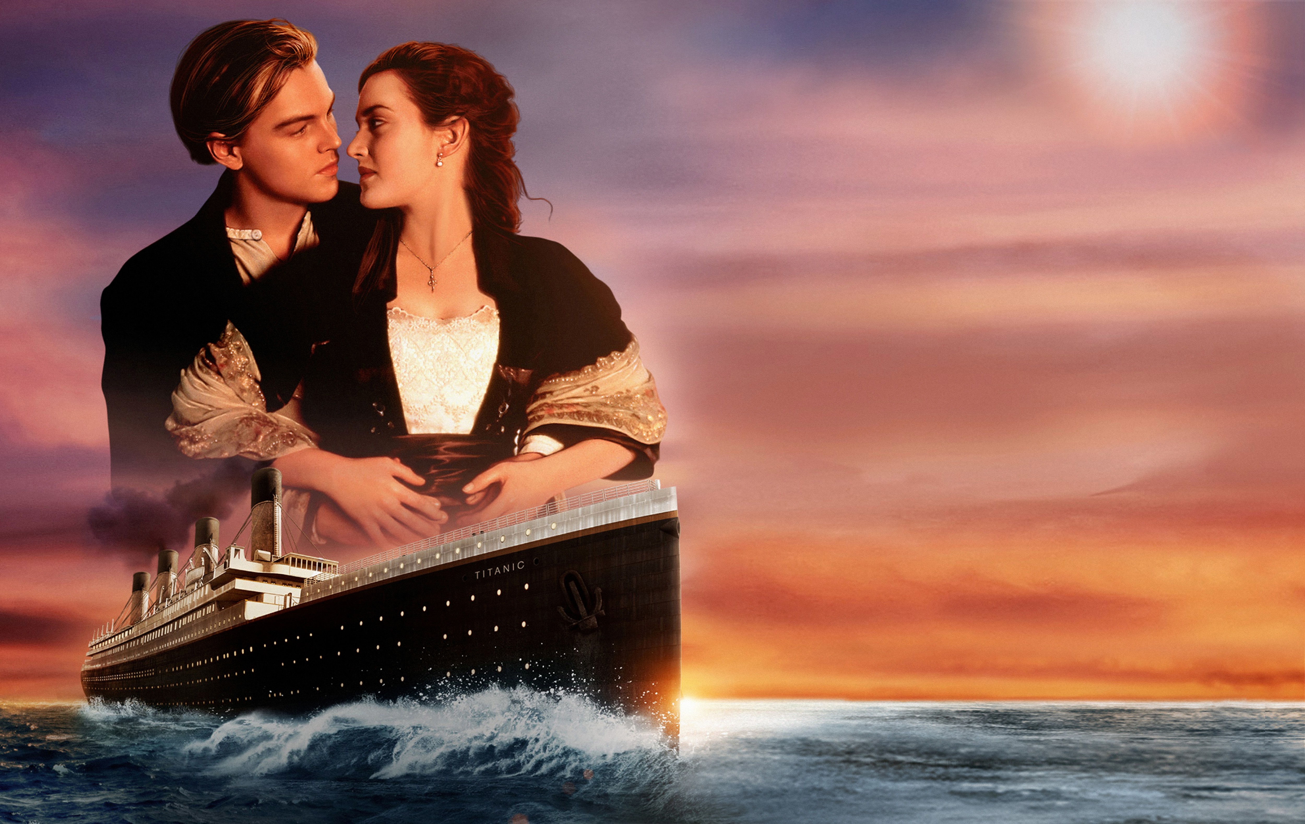 Jack and Rose from Titanic on the ship HD Wallpaper