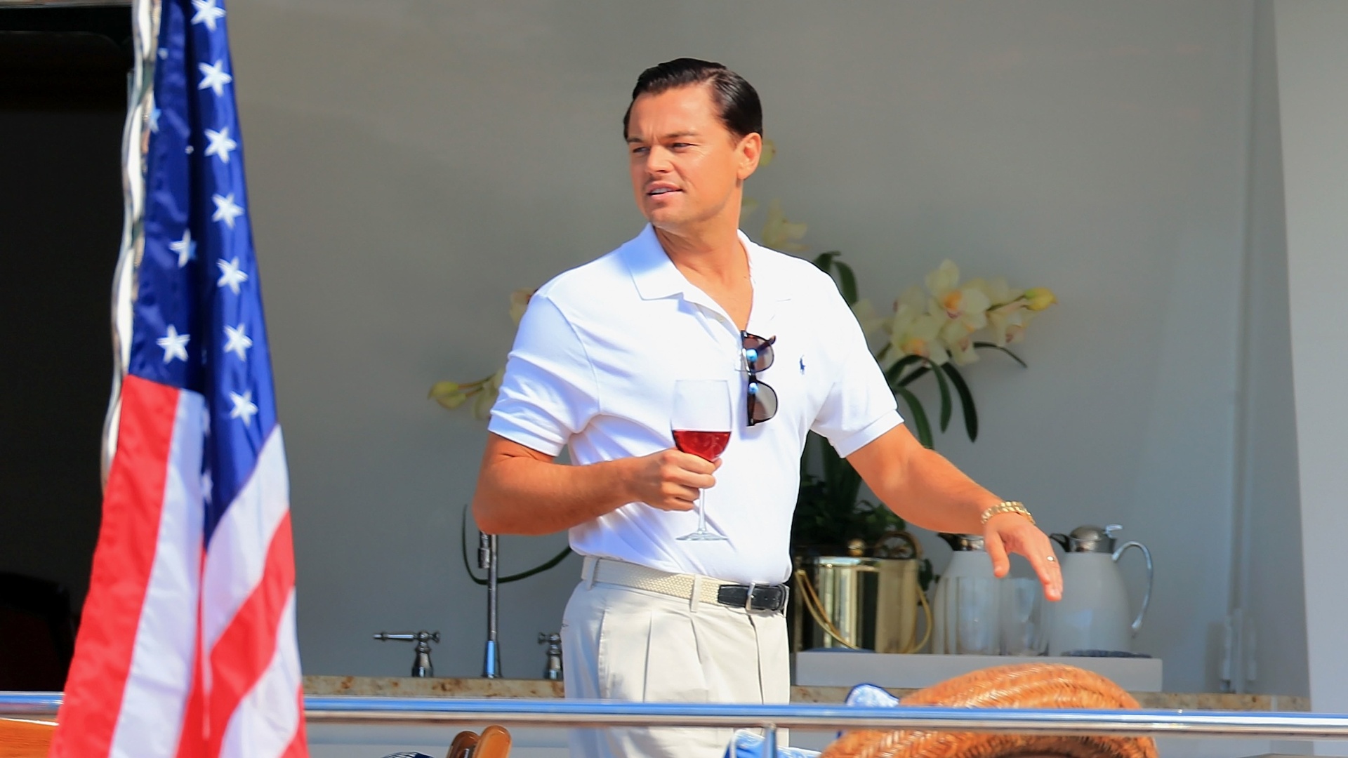 Leonardo DiCaprio on a yacht HD Wallpaper