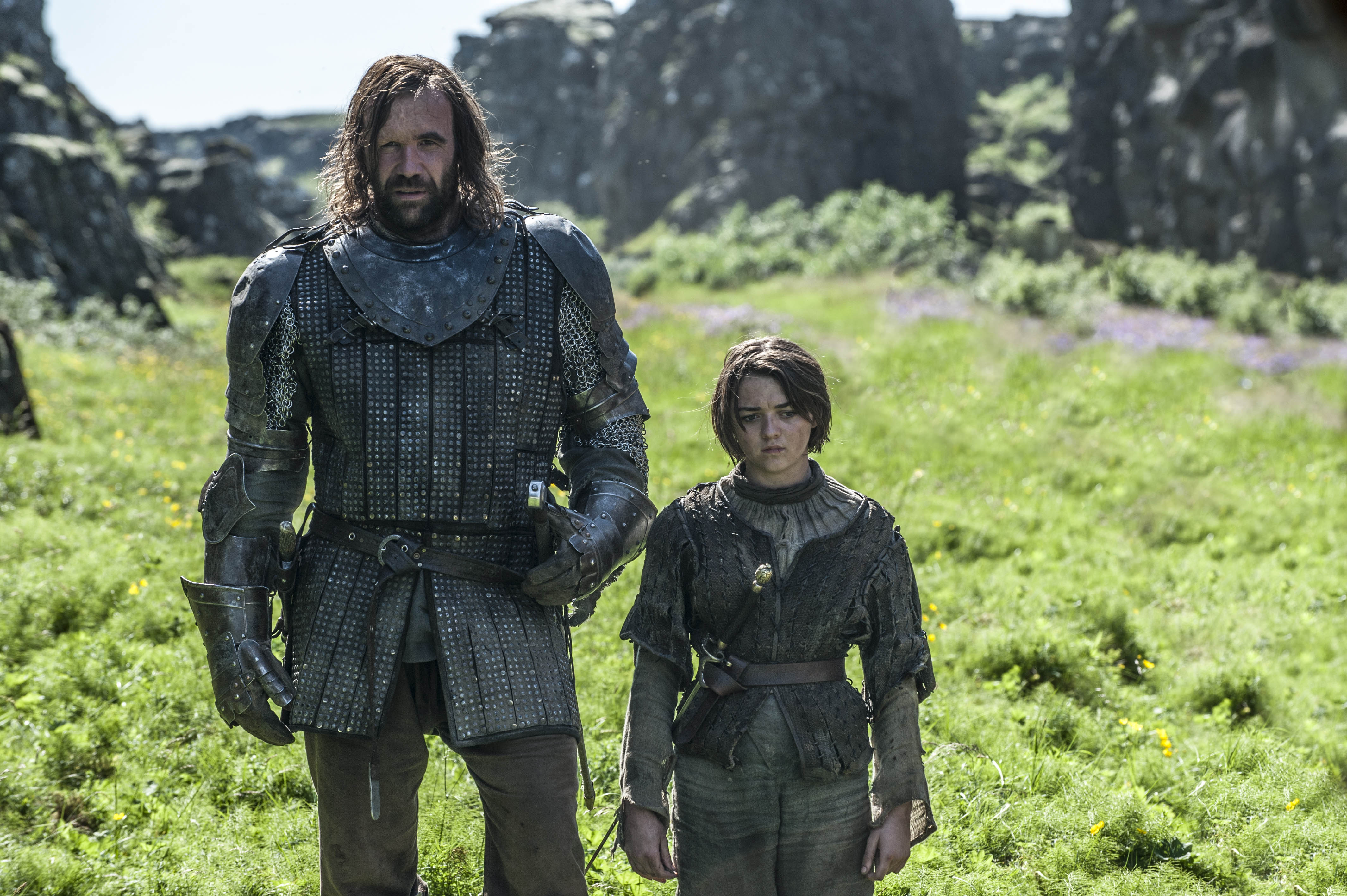 The Hound and Arya Stark from Game of Thrones HD Wallpaper