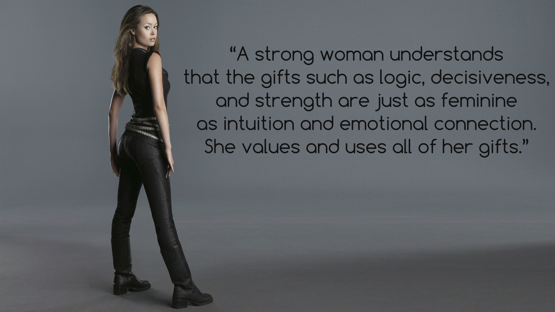 Summer Glau in black outfit with quote HD Wallpaper