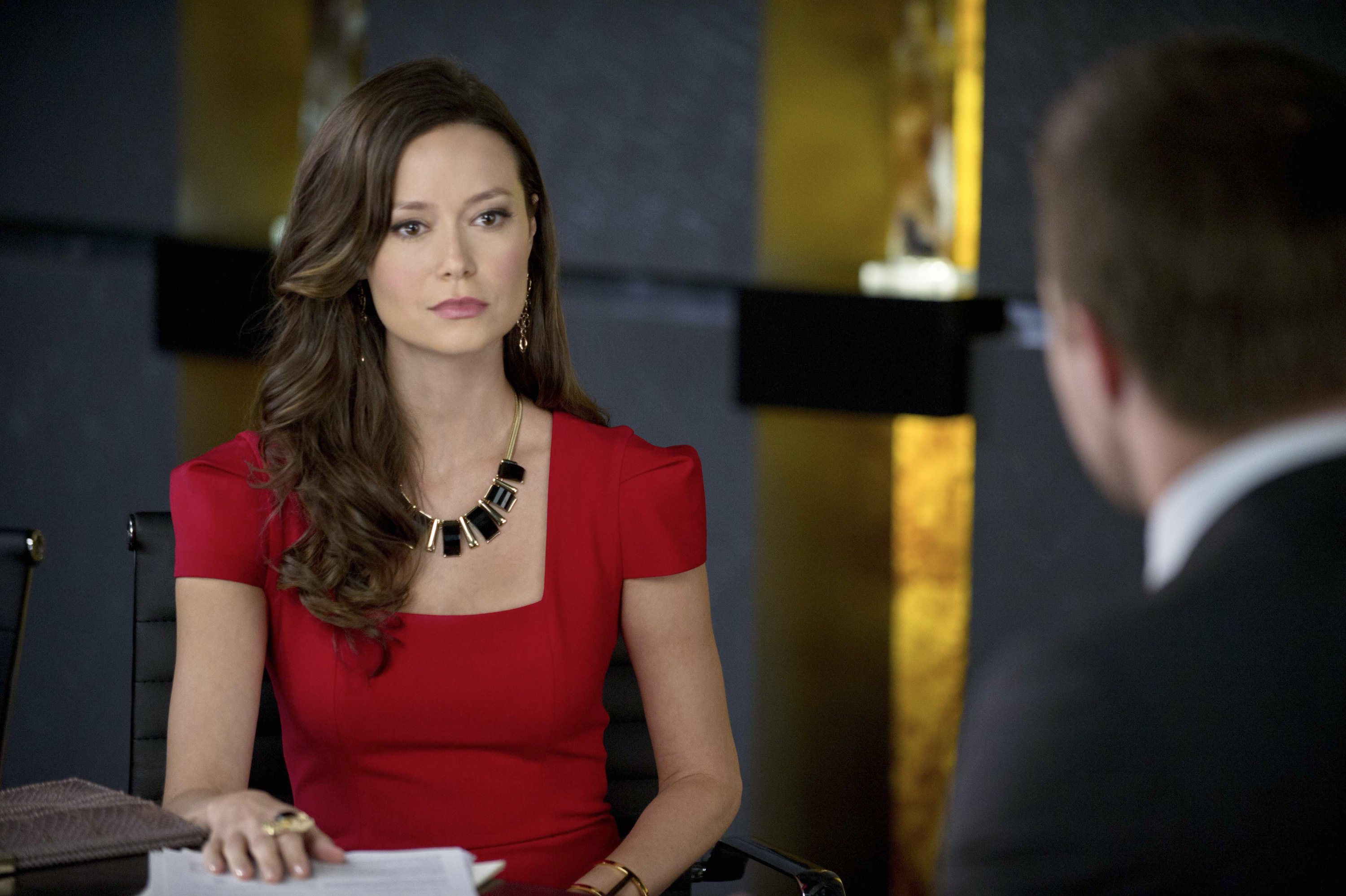 Summer Glau in a red dress HD Wallpaper
