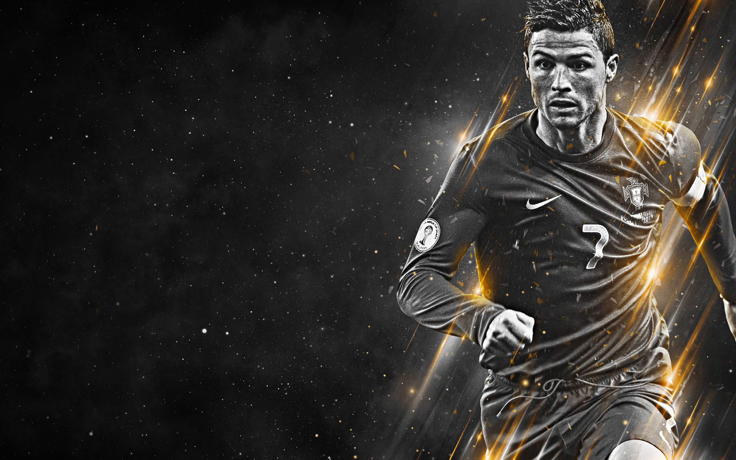 Cristiano Ronaldo in Dynamic Running Pose HD Wallpaper