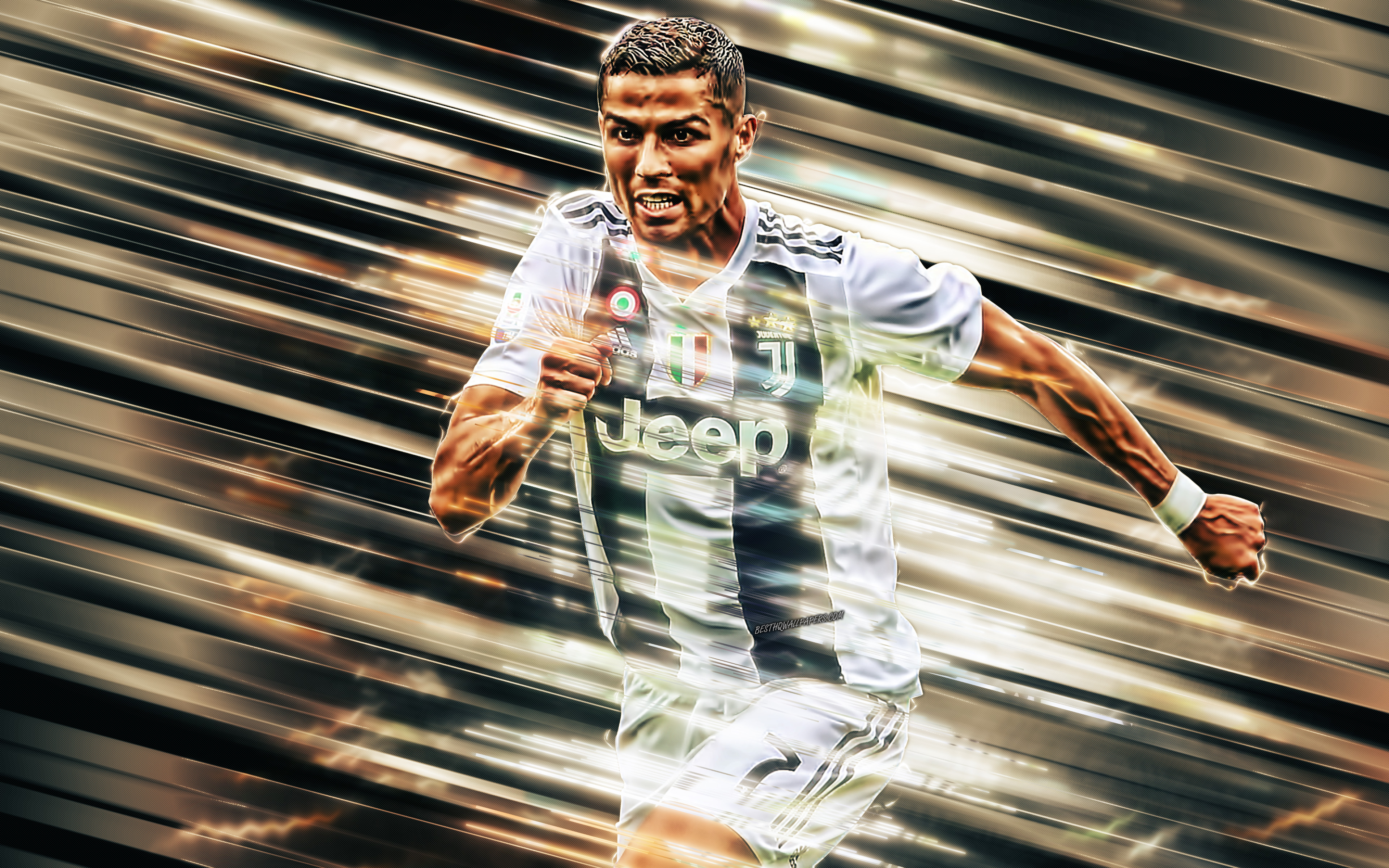 Cristiano Ronaldo running in Juventus uniform HD Wallpaper