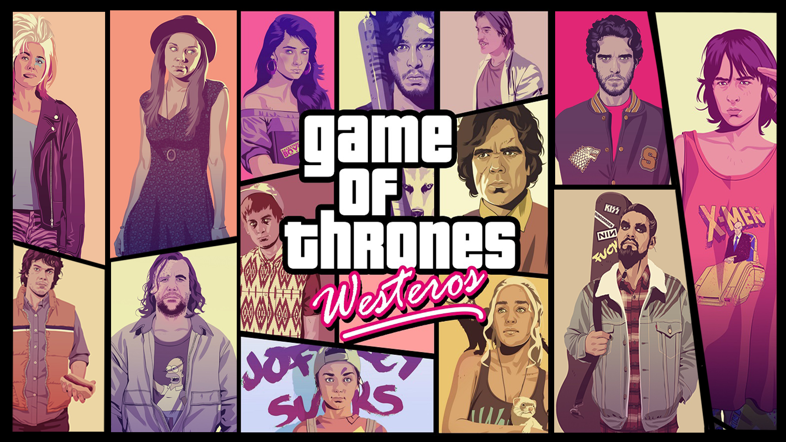Game of Thrones Westeros characters in GTA style HD Wallpaper