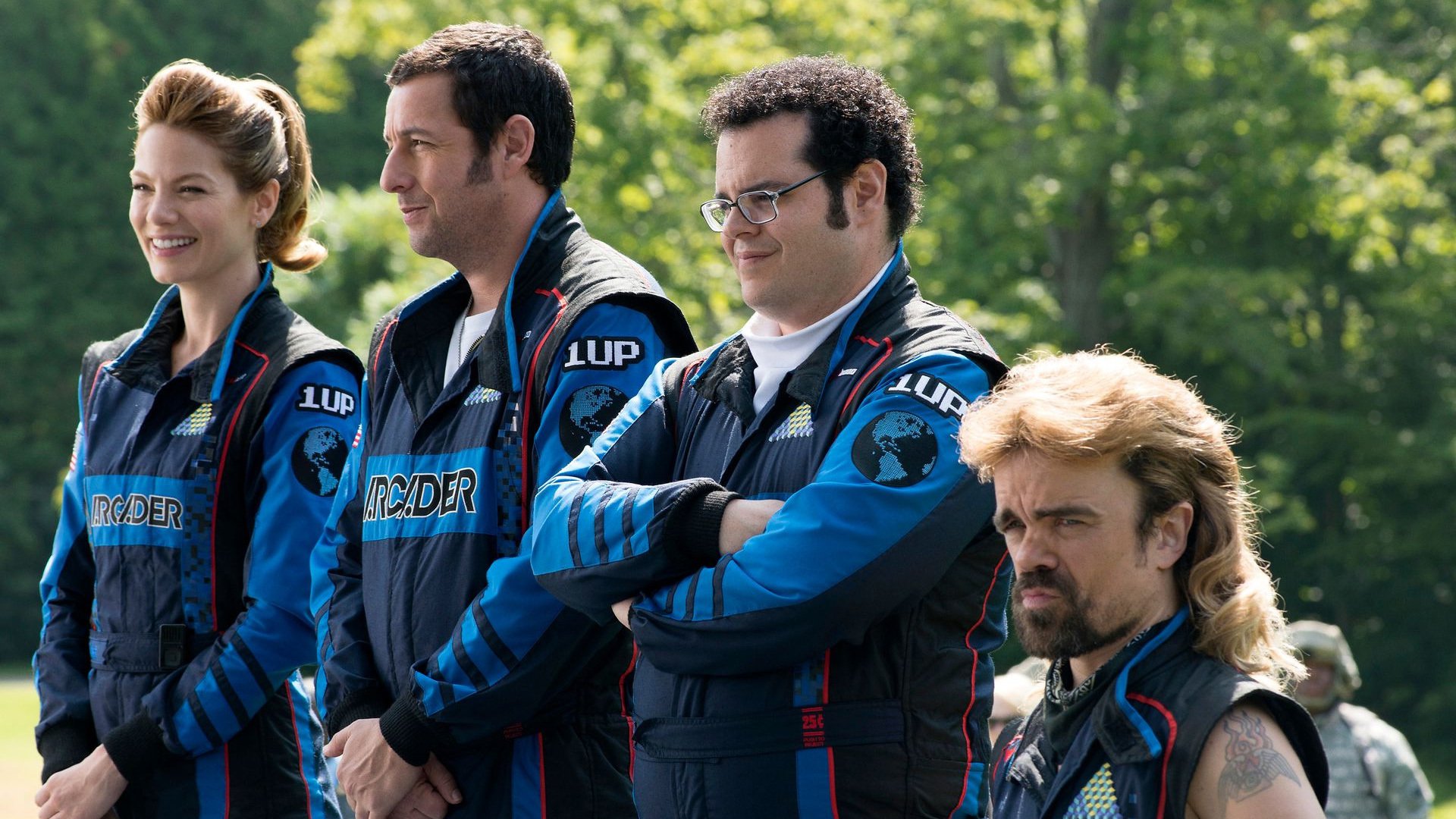 Adam Sandler, Michelle Monaghan, Josh Gad, Peter Dinklage in Pixels HD Wallpaper