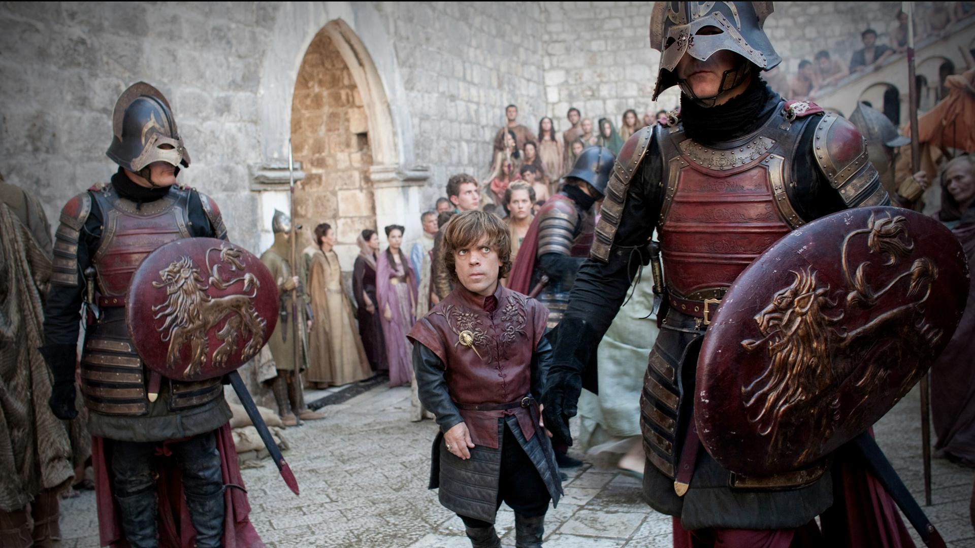 Tyrion Lannister from Game of Thrones with guards HD Wallpaper