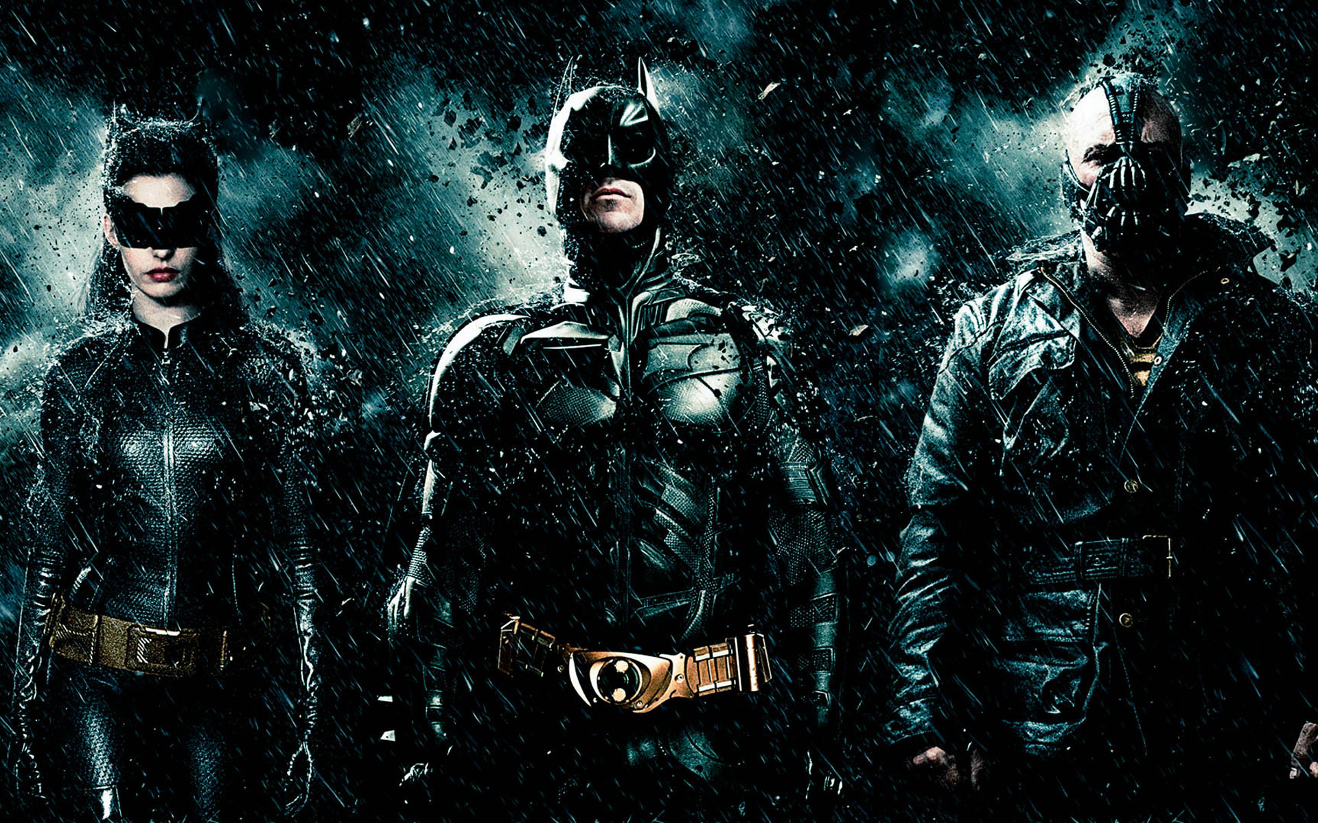 Catwoman, Batman, and Bane from The Dark Knight Rises HD Wallpaper