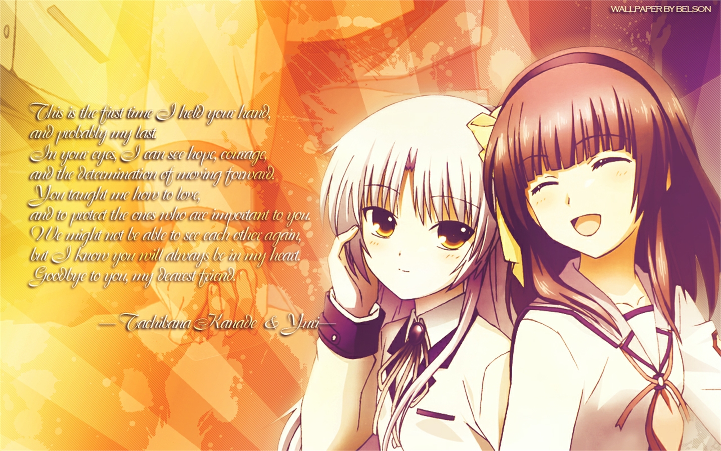Tachibana Kanade & Yui from Angel Beats! HD Wallpaper