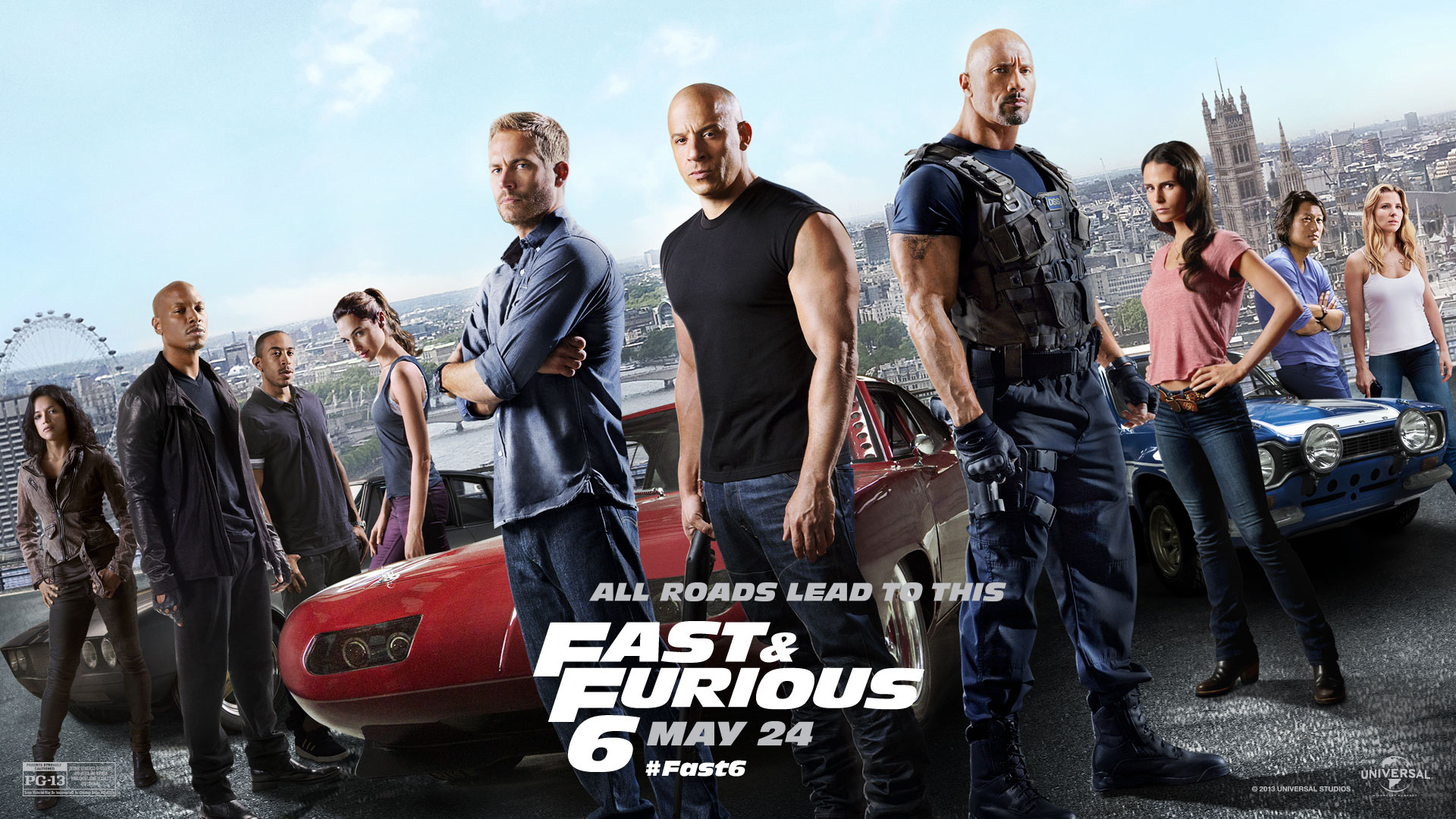 Dwayne Johnson and cast of Fast & Furious 6 HD Wallpaper