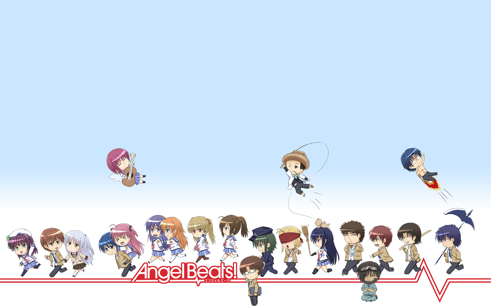 Angel Beats! Chibi Characters HD Wallpaper