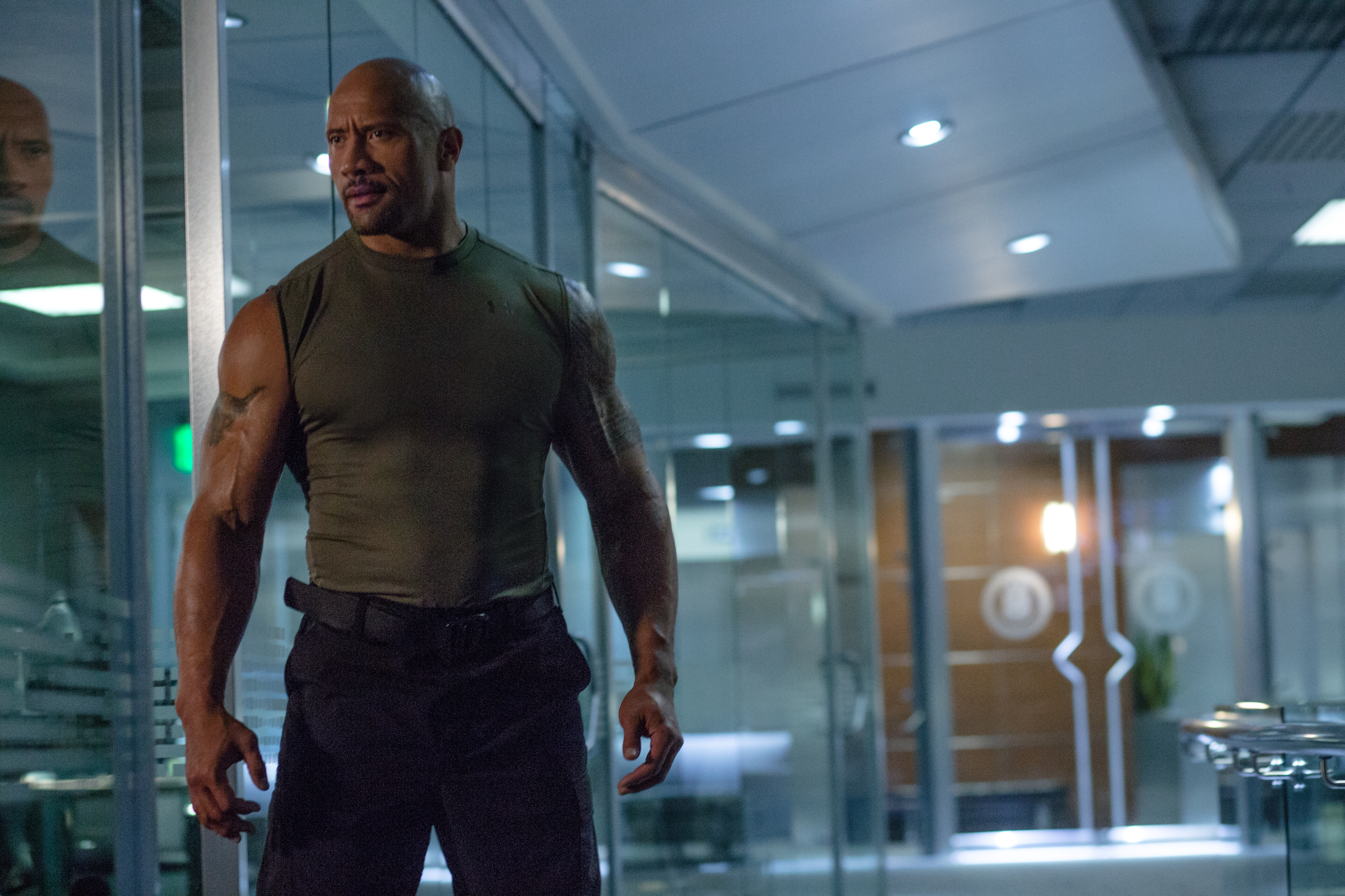 Dwayne Johnson in a military-style outfit HD Wallpaper