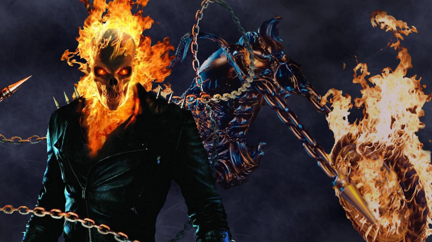 Ghost Rider with flaming motorcycle HD Wallpaper